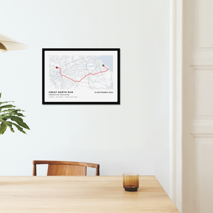 Great North Run 2024 - personalised map print