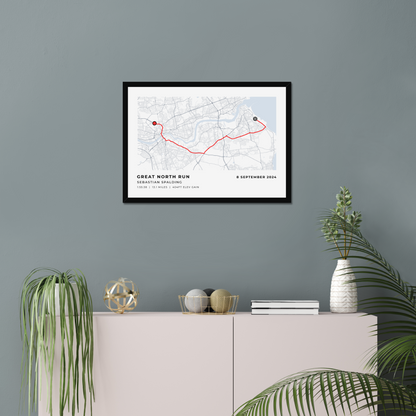 Great North Run 2024 - personalised map print