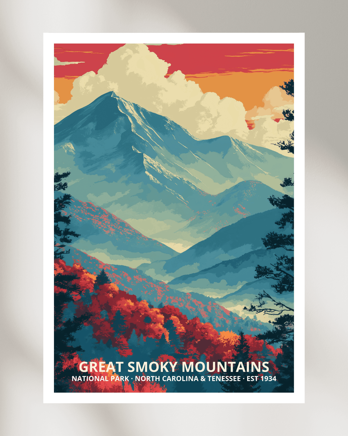 Great Smoky Mountains National Park Poster - North Carolina and Great Smoky Mountains National Park Poster - North Carolina and