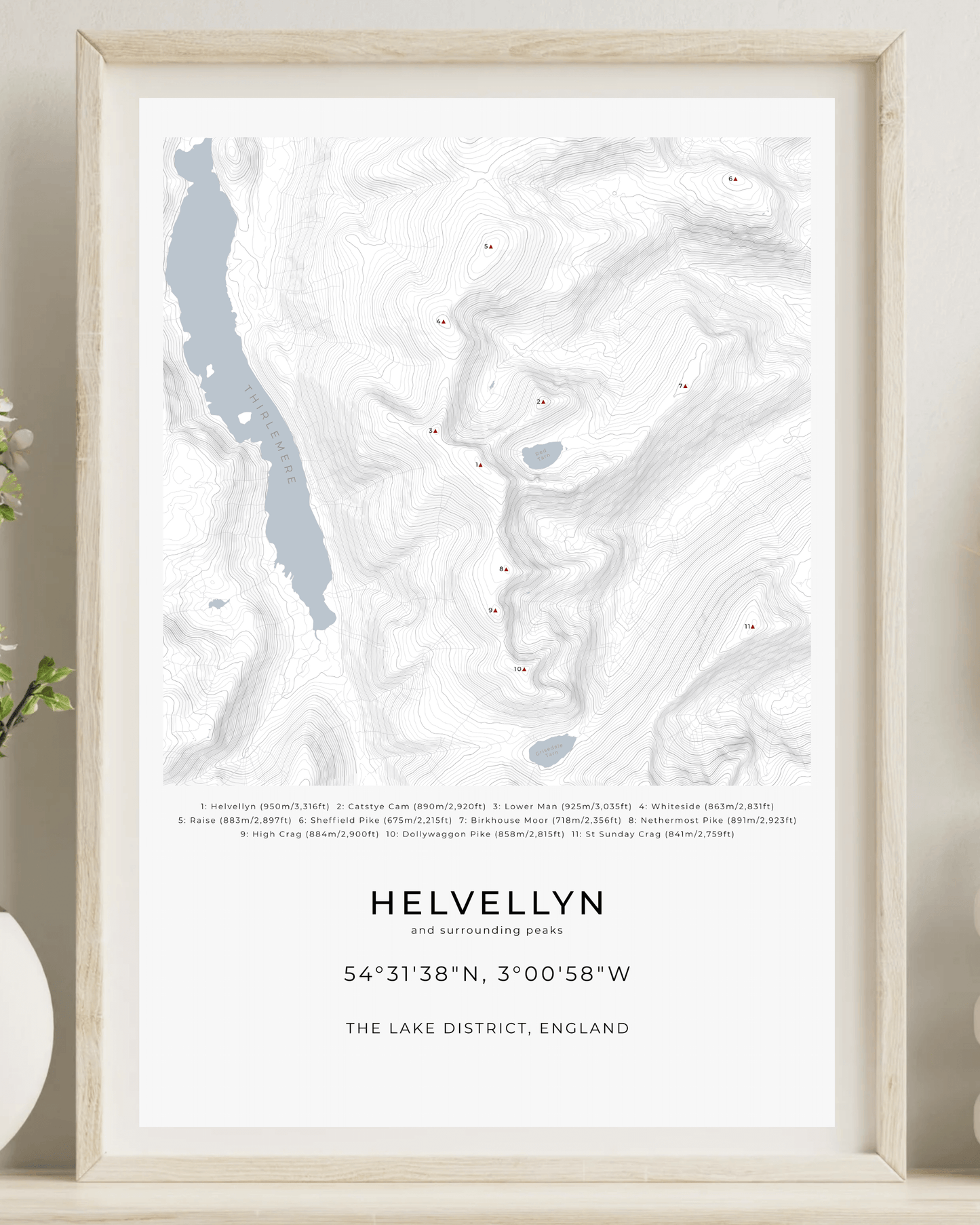 Helvellyn & Surrounding peaks - Contour Map