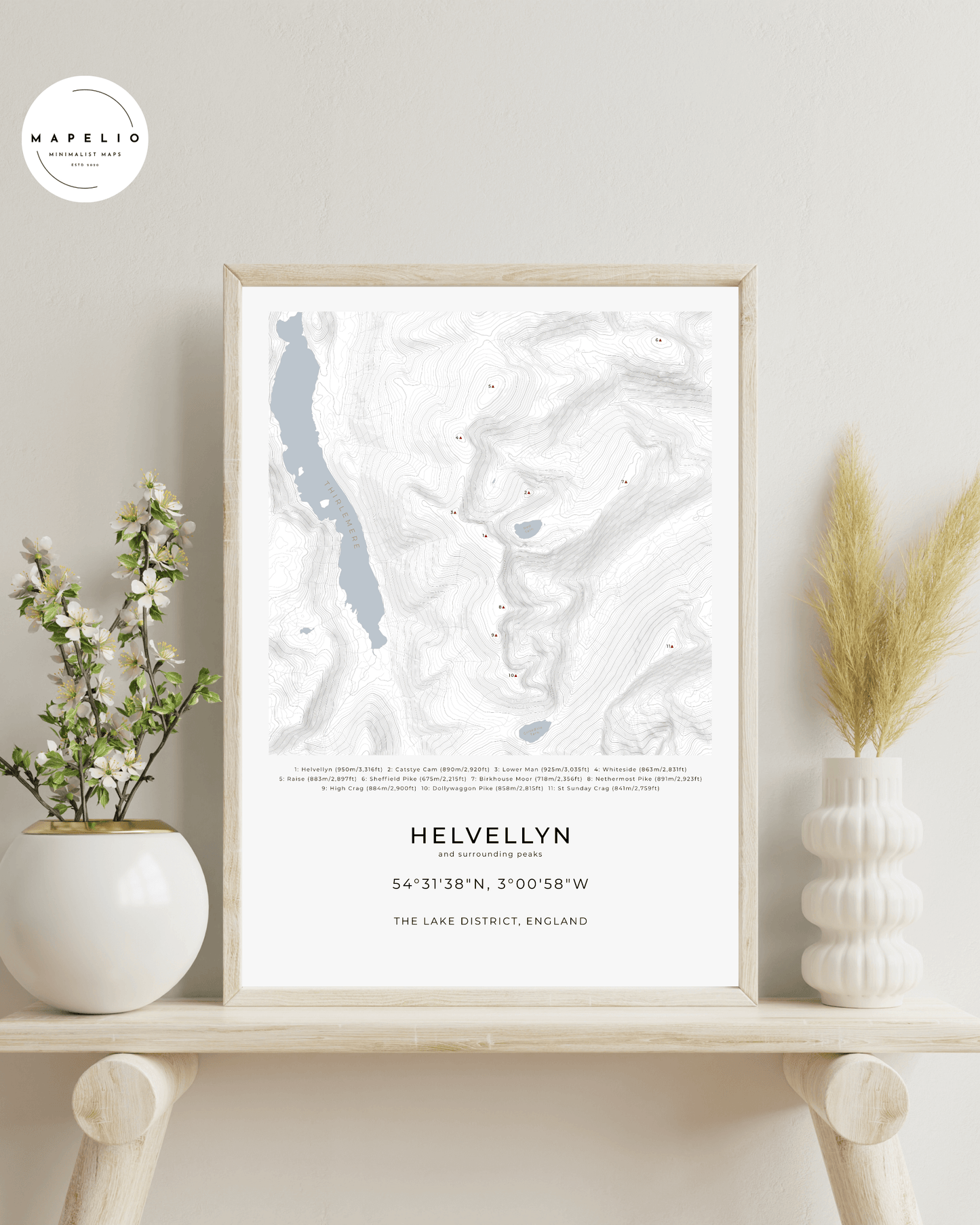 Helvellyn & Surrounding peaks - Contour Map