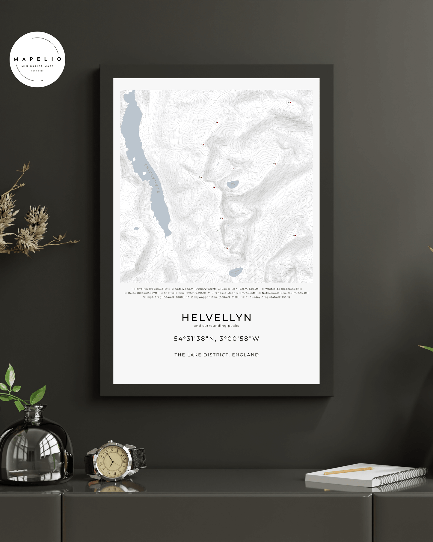 Helvellyn & Surrounding peaks - Contour Map