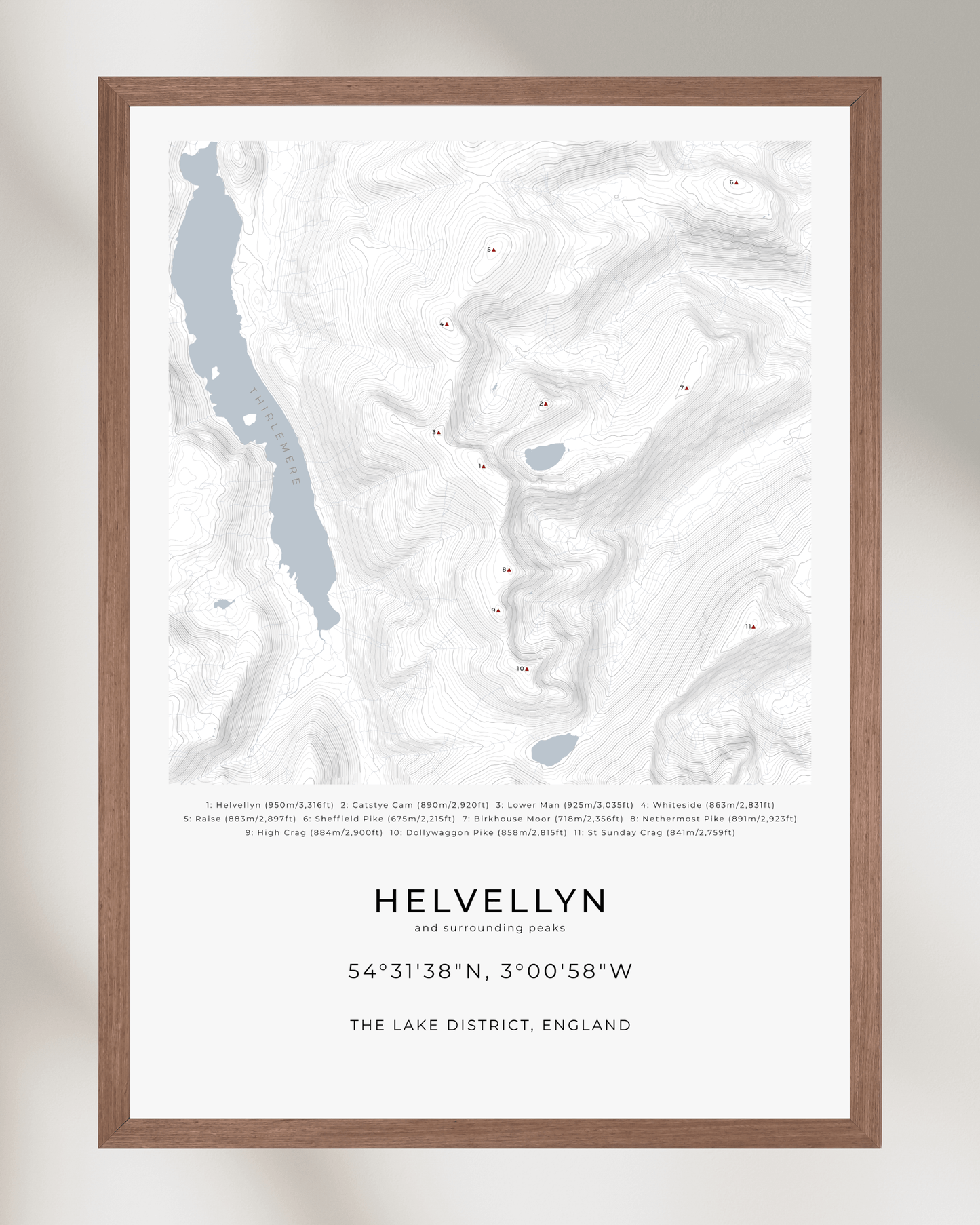 Helvellyn & Surrounding peaks - Contour Map