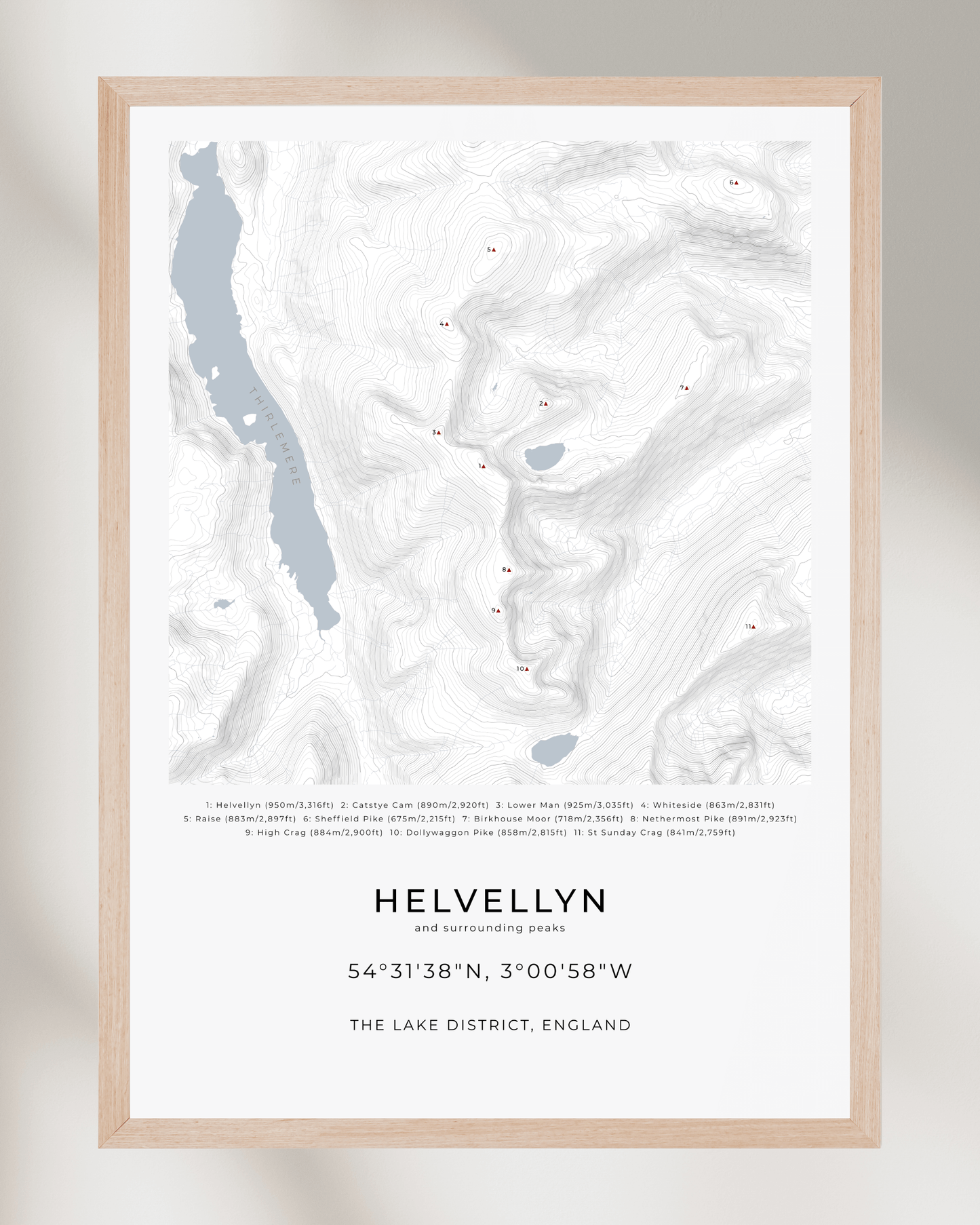 Helvellyn & Surrounding peaks - Contour Map