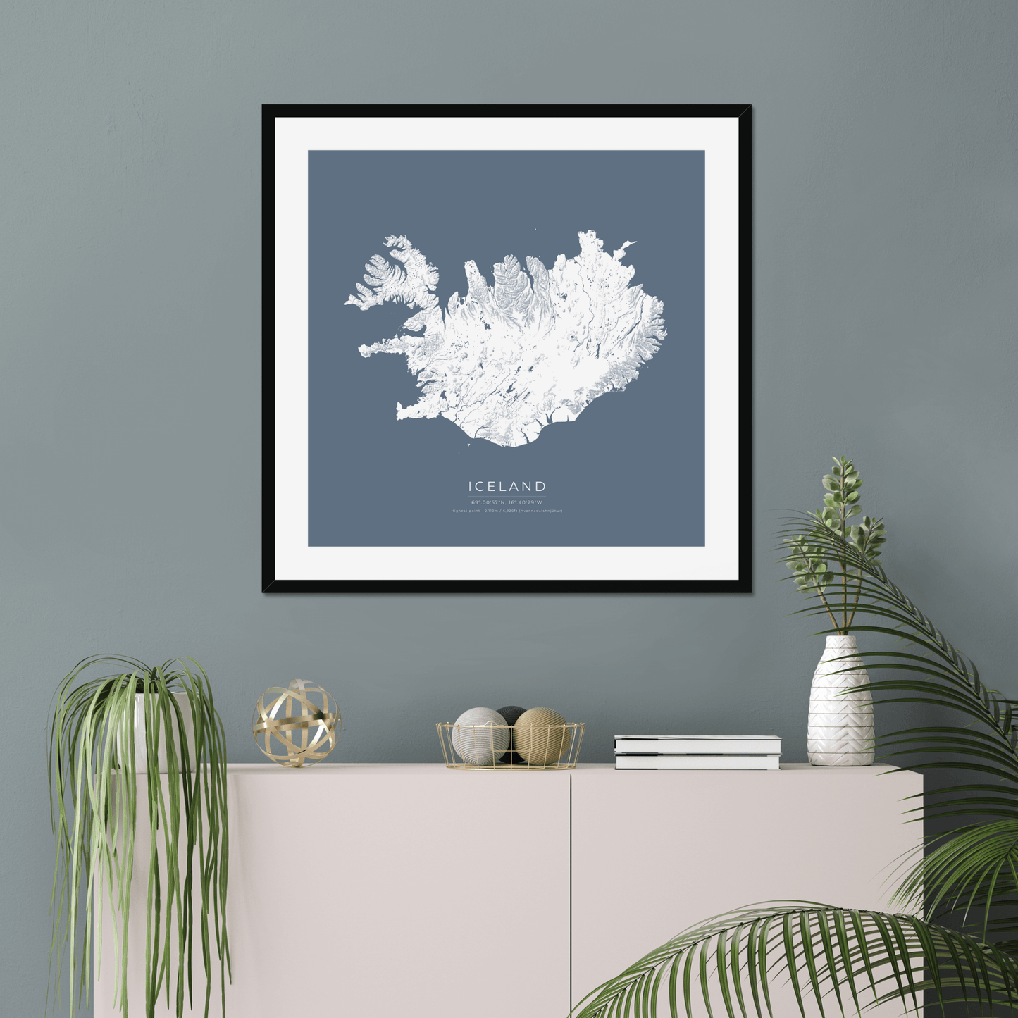 Topographical Map of Iceland - Fine Art Print