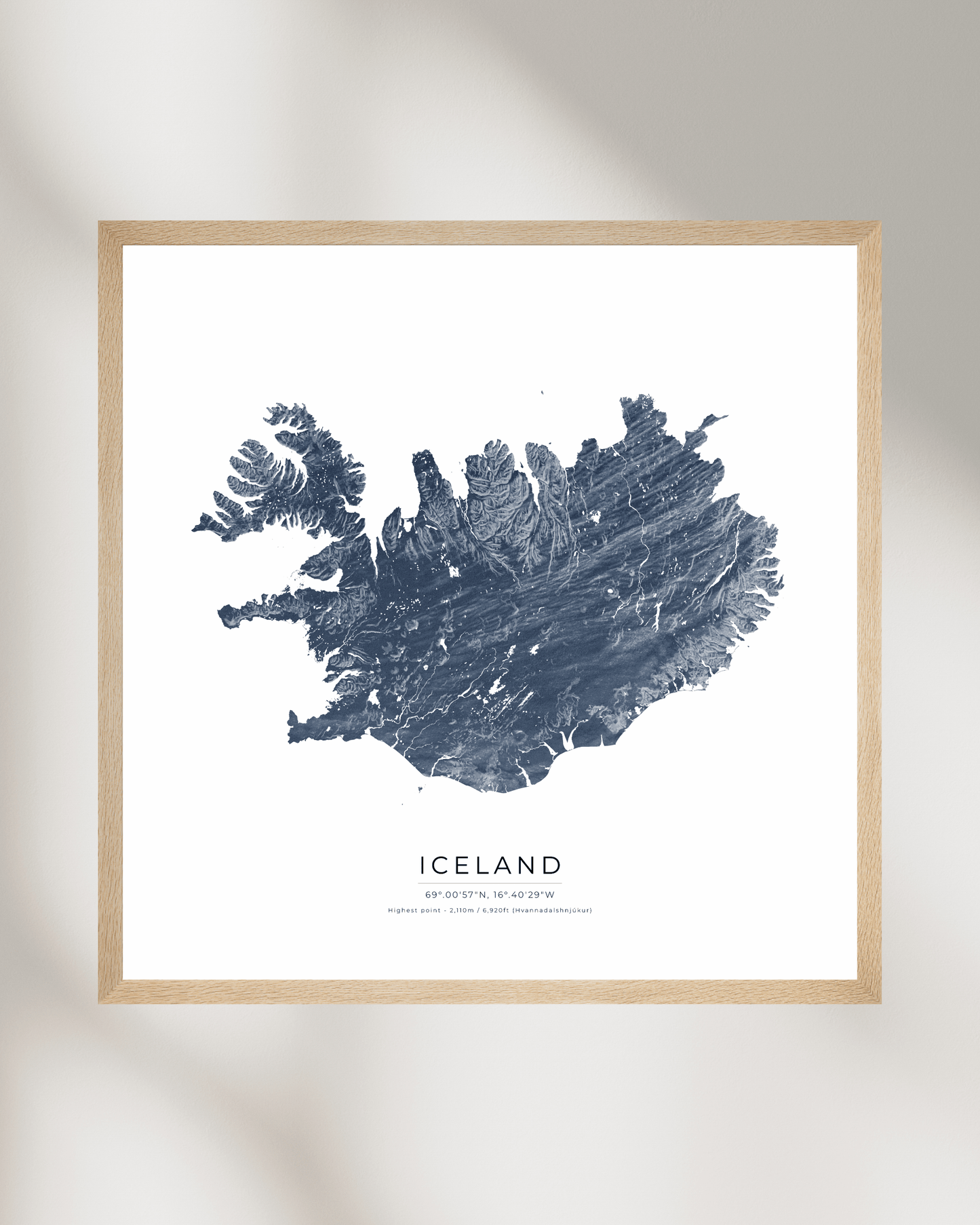 Topographical Map of Iceland - Fine Art Print