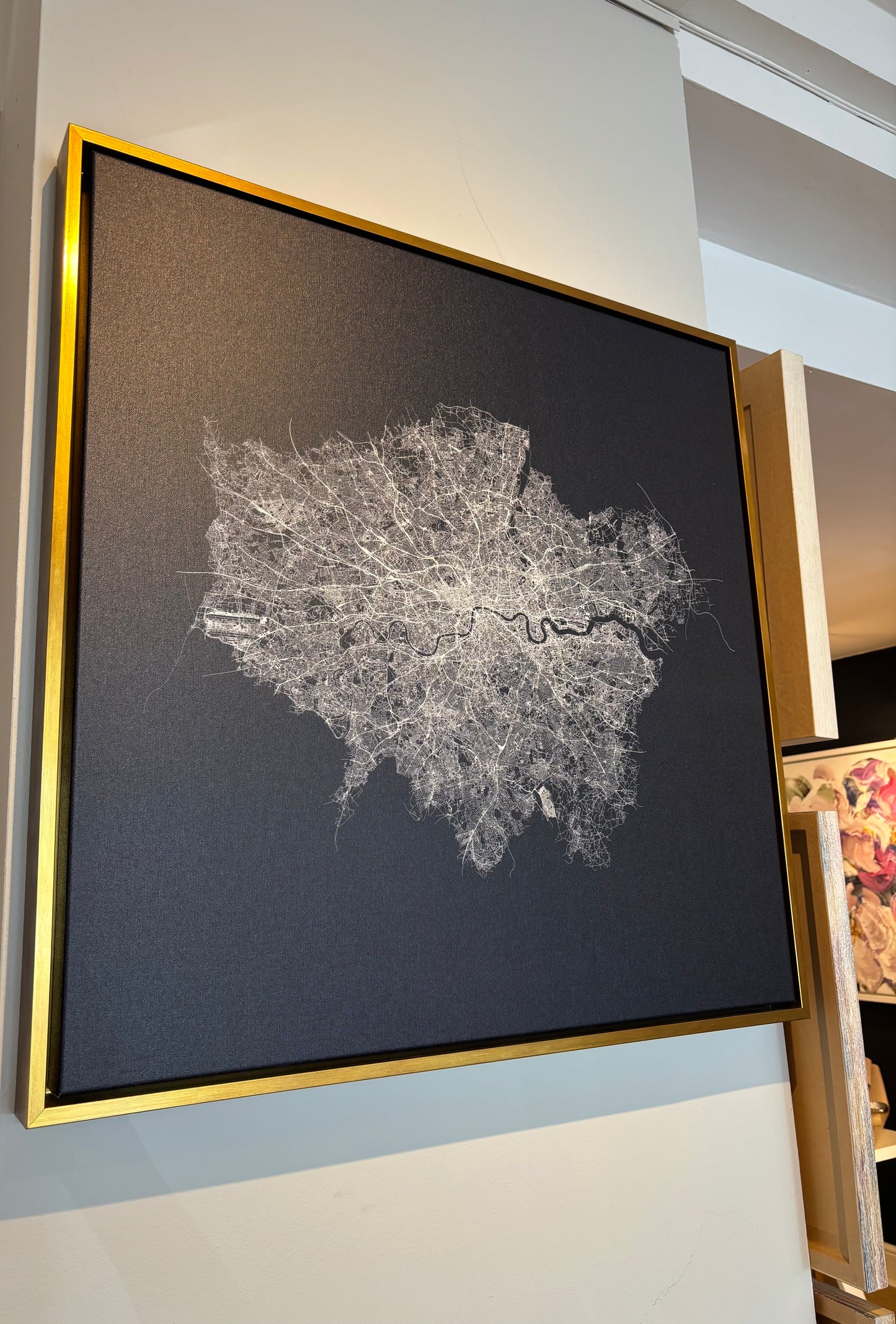 Minimalist Street Map of London - Framed Canvas