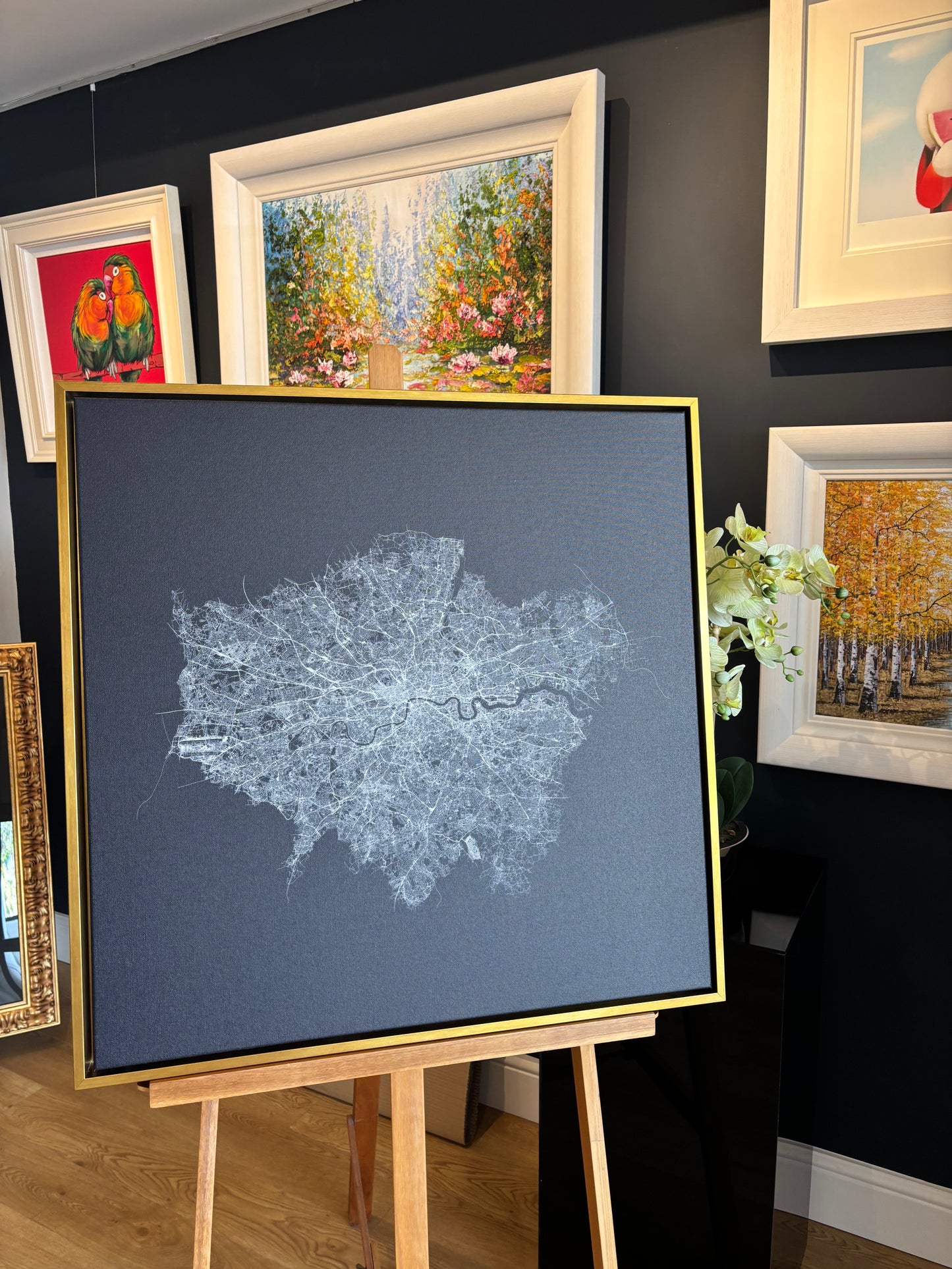 Minimalist Street Map of London - Framed Canvas
