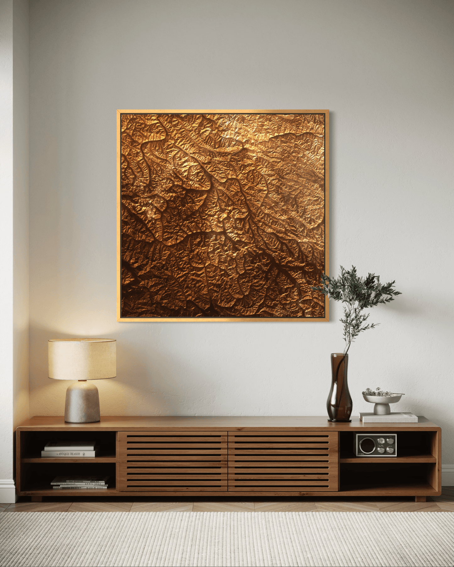 K2 - Karakoram Range - Framed Canvas Topographical Map