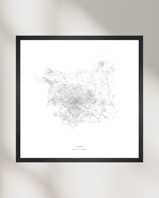 Leeds - Minimalist City Map - Fine Art Print - White