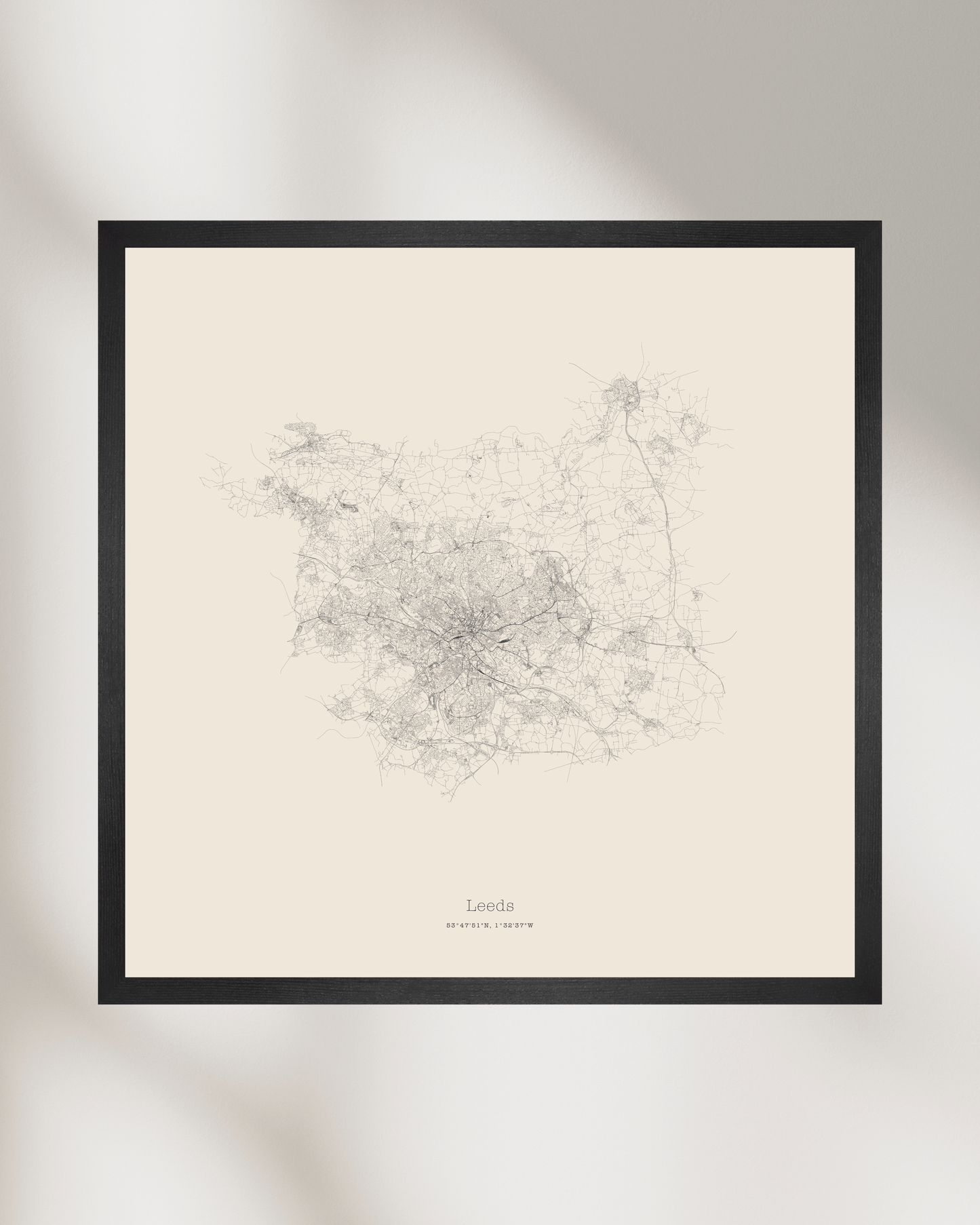 Leeds - Minimalist City Map - Fine Art Print - Taupe