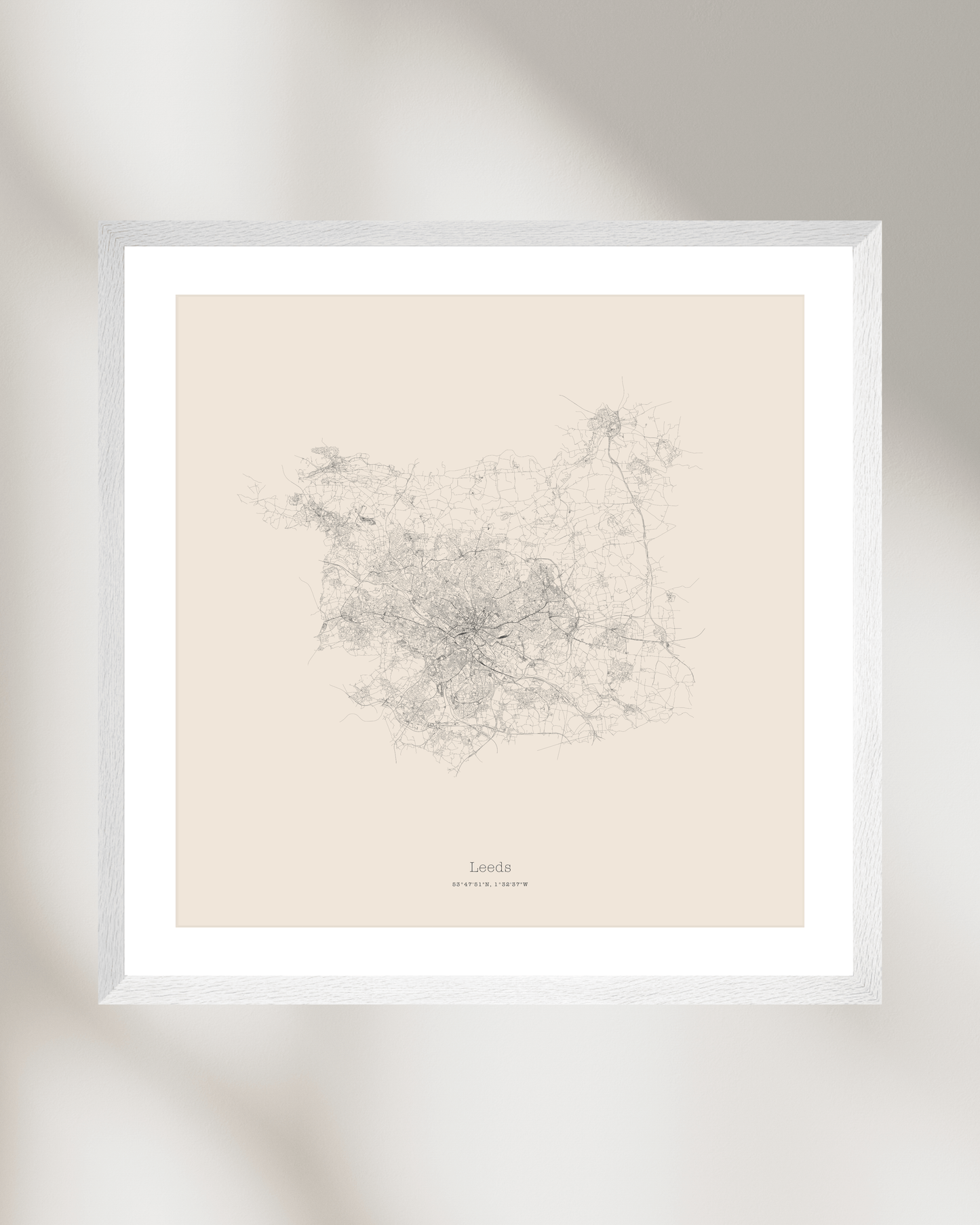 Leeds - Minimalist City Map - Fine Art Print - Taupe