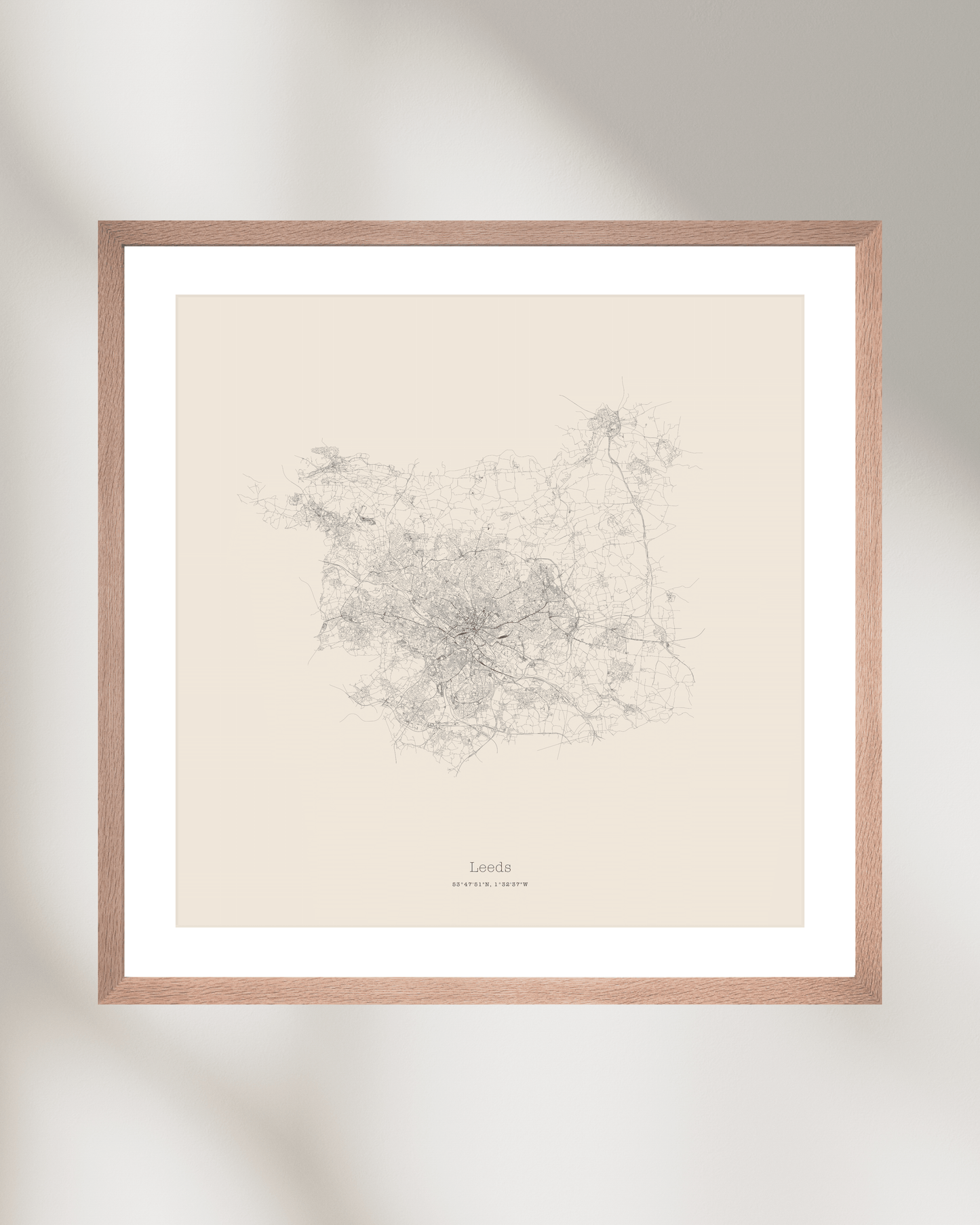 Leeds - Minimalist City Map - Fine Art Print - Taupe