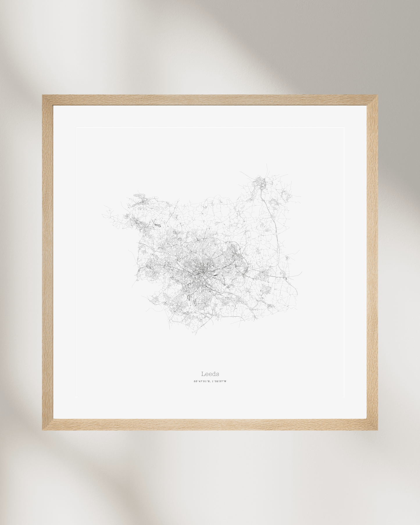 Leeds - Minimalist City Map - Fine Art Print - White