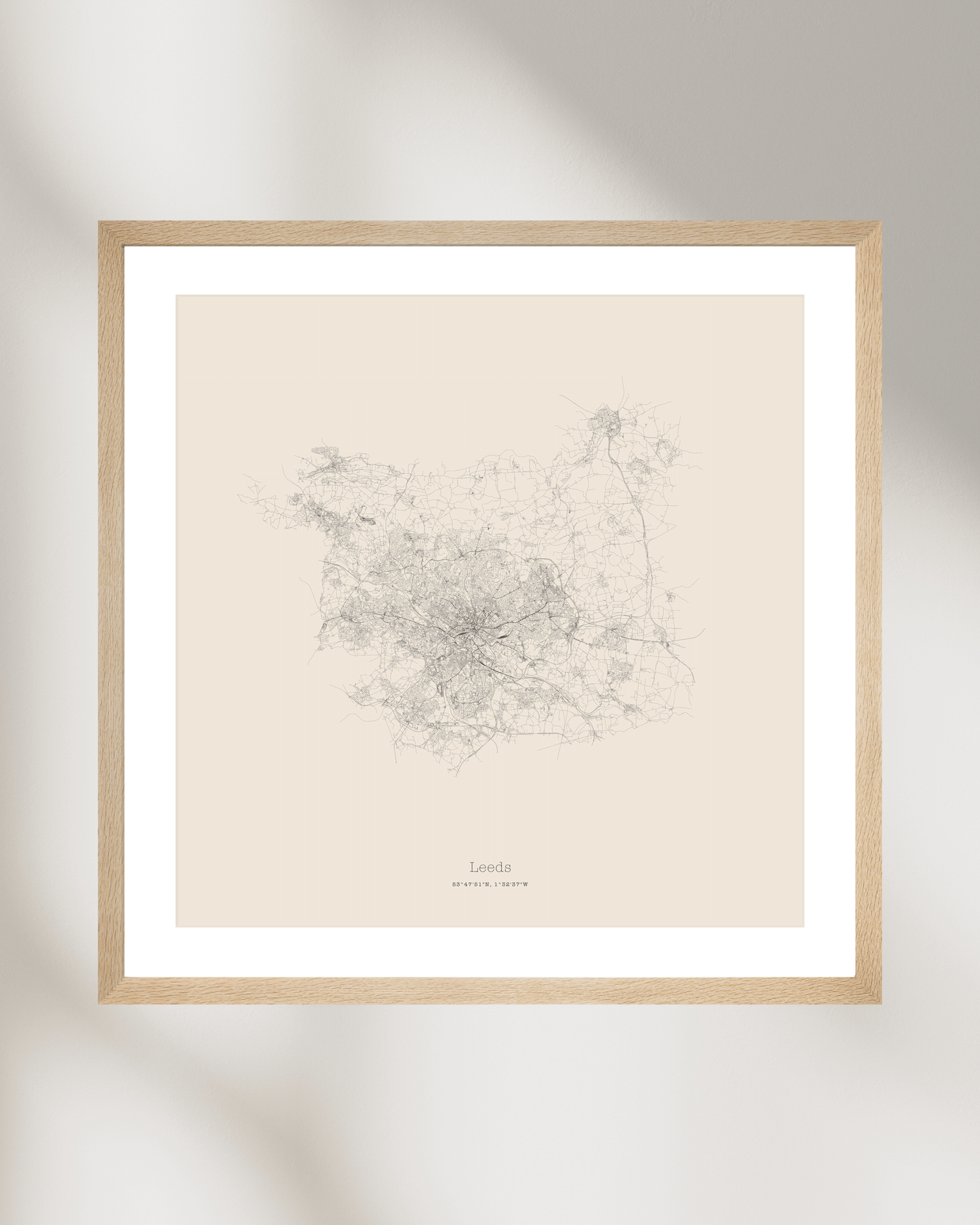 Leeds - Minimalist City Map - Fine Art Print - Taupe