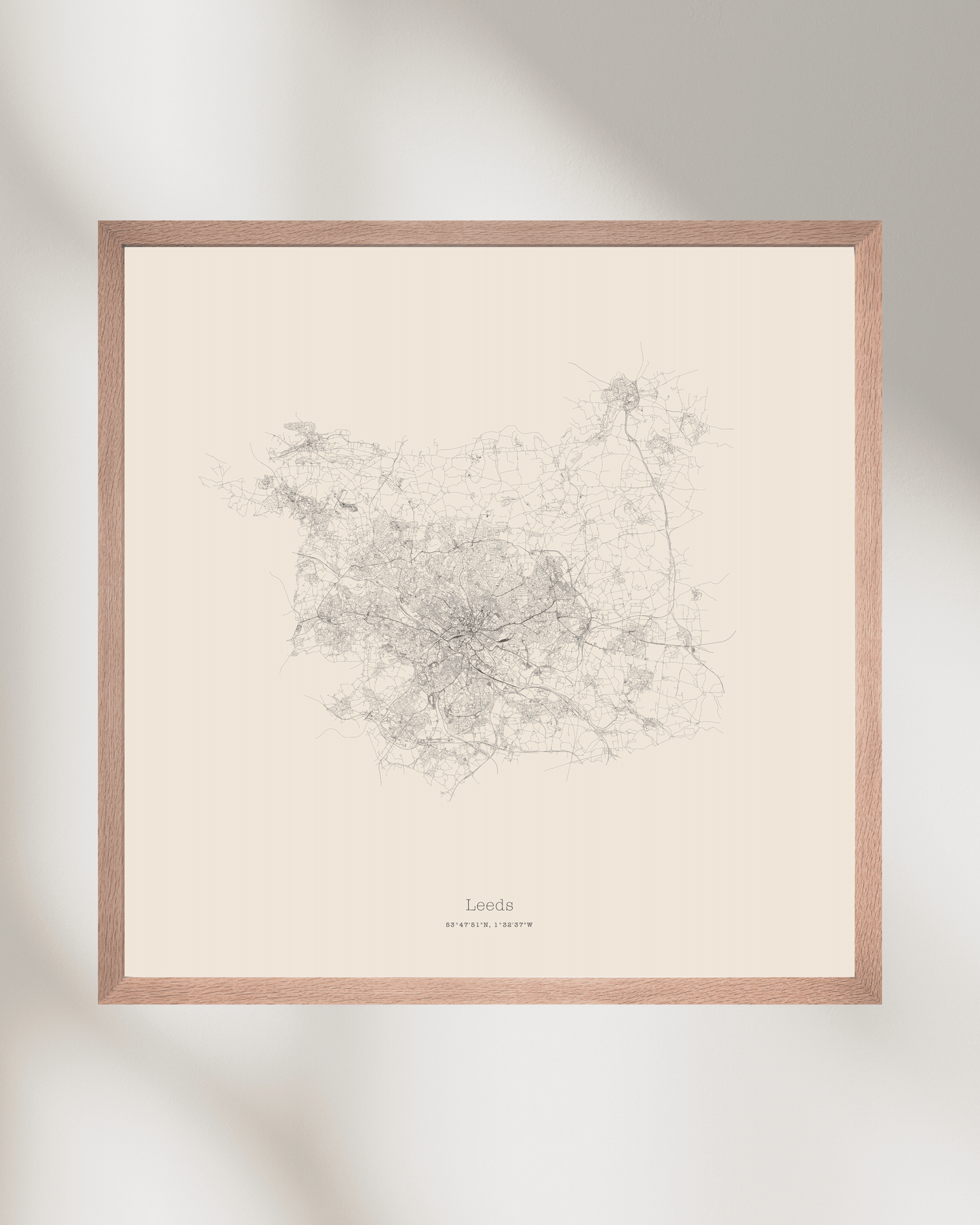 Leeds - Minimalist City Map - Fine Art Print - Taupe