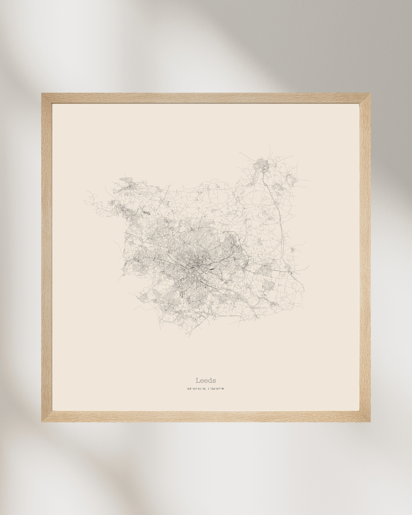 Leeds - Minimalist City Map - Fine Art Print - Taupe