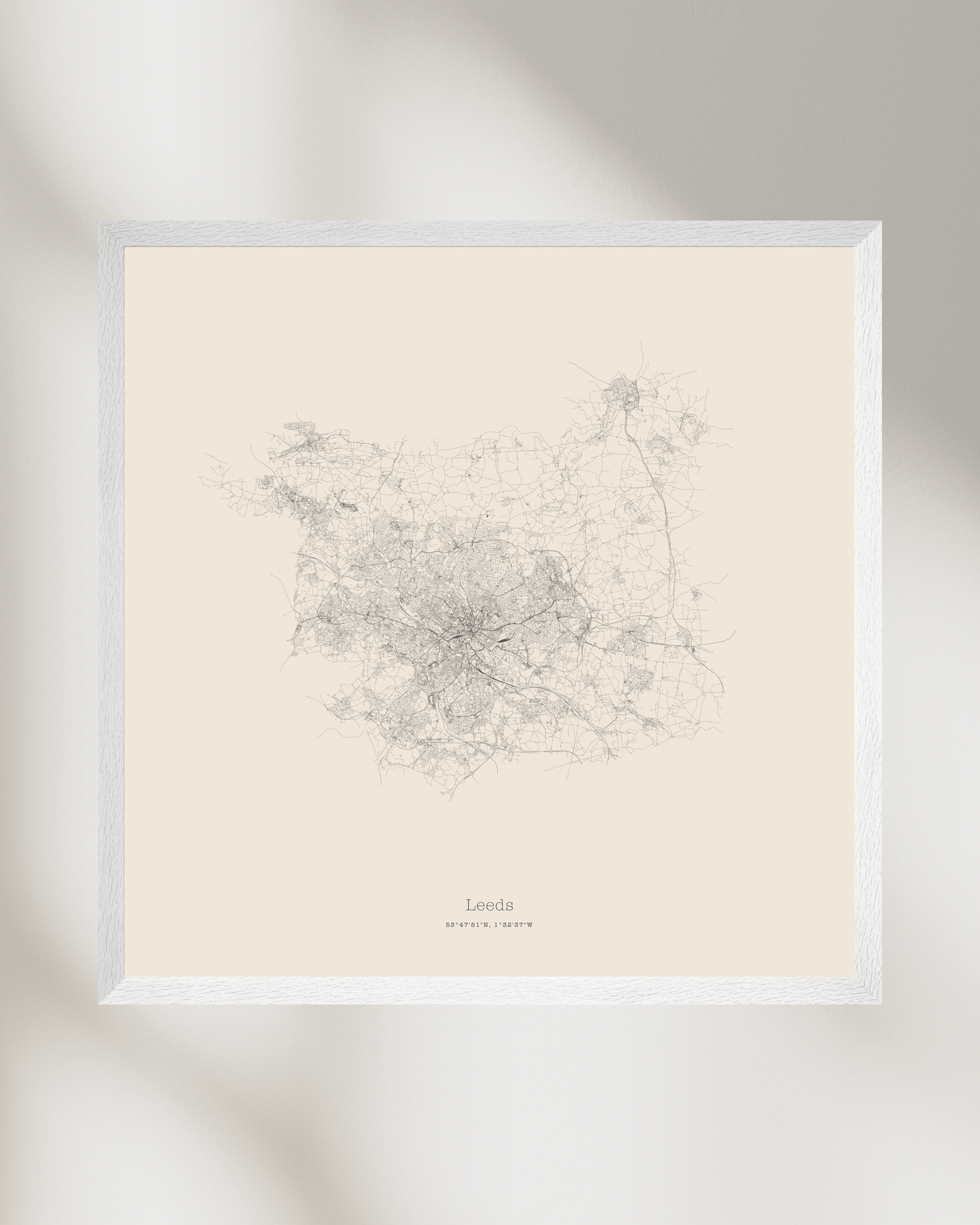 Leeds - Minimalist City Map - Fine Art Print - Taupe