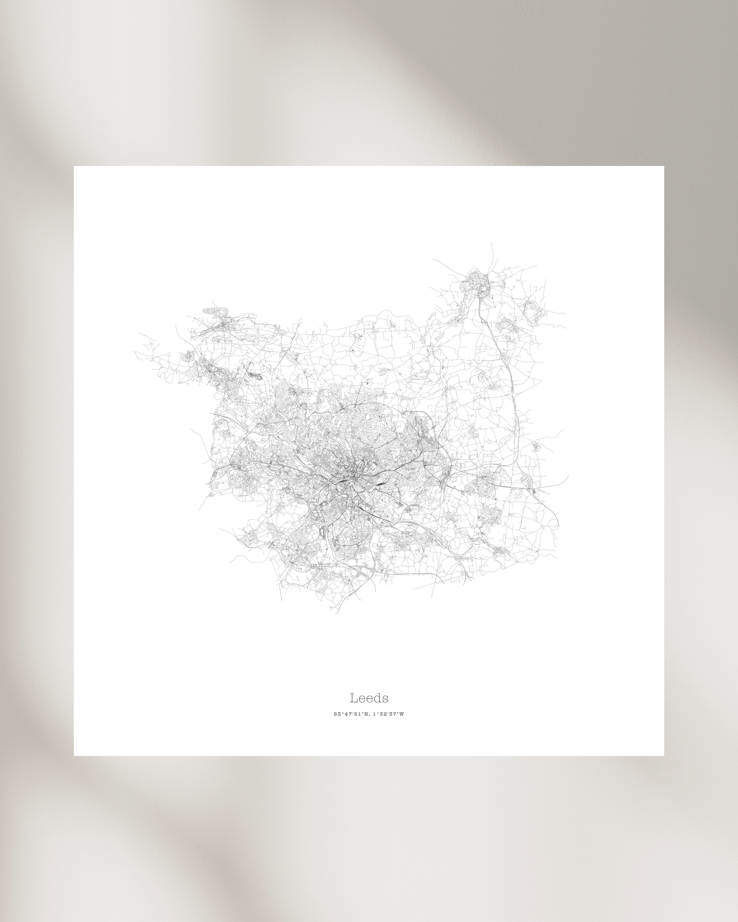 Leeds - Minimalist City Map - Fine Art Print - White