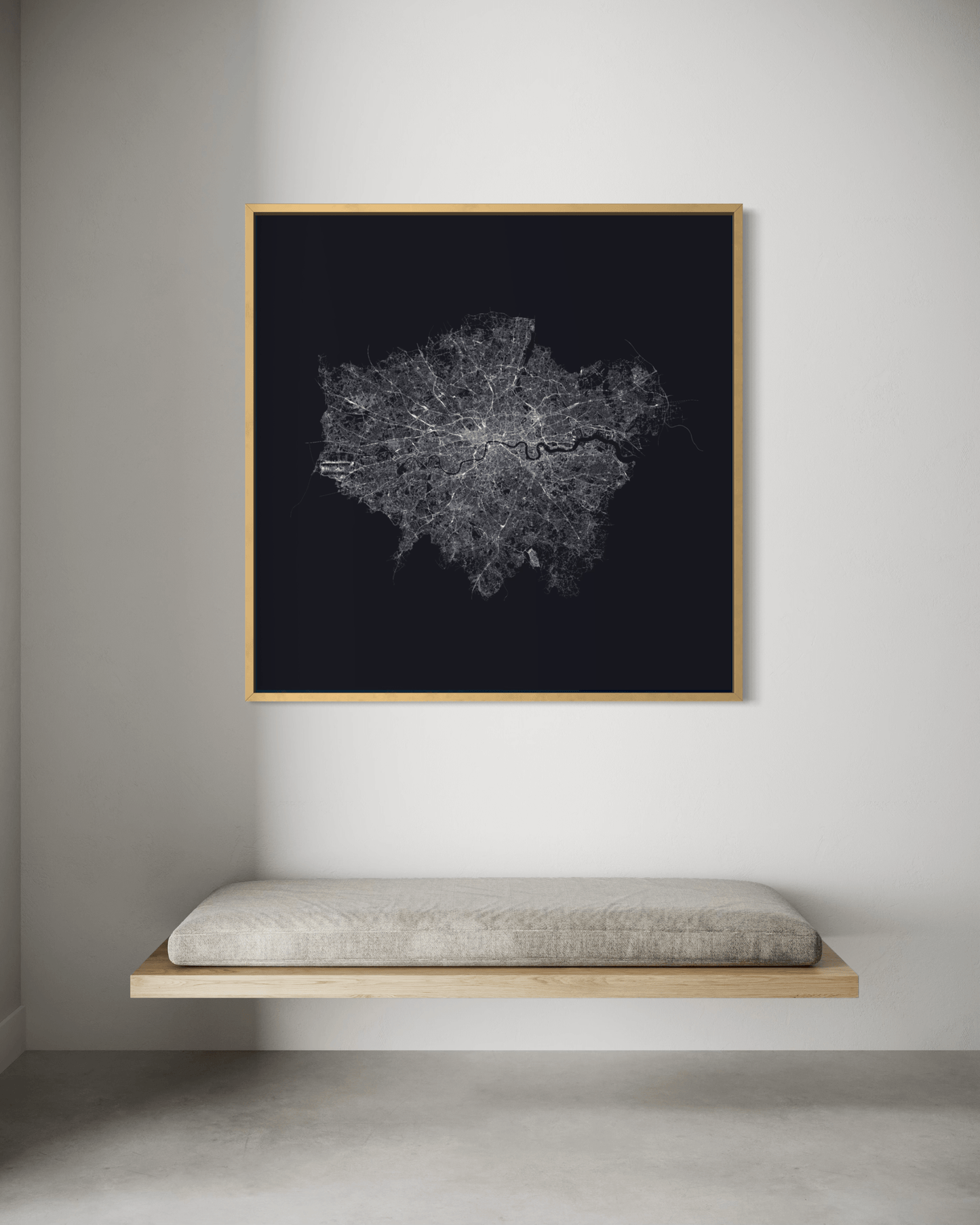 Minimalist Street Map of London - Framed Canvas