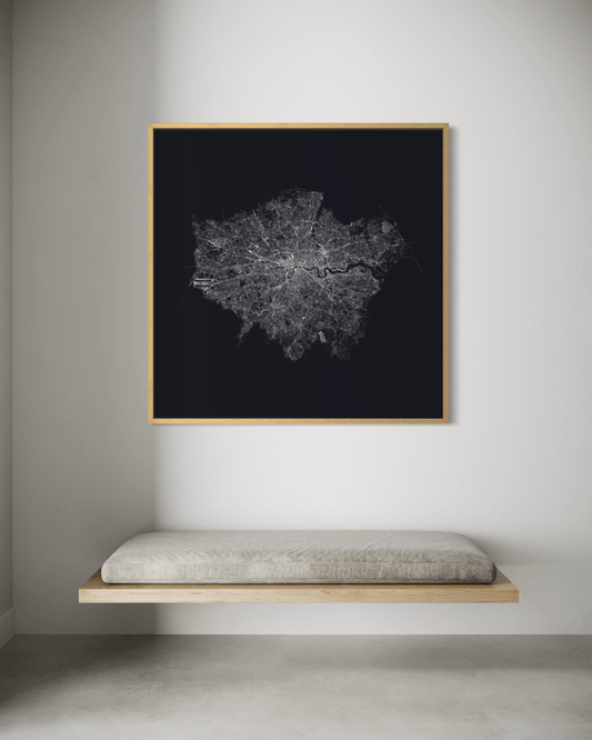 Minimalist Street Map of London - Framed Canvas
