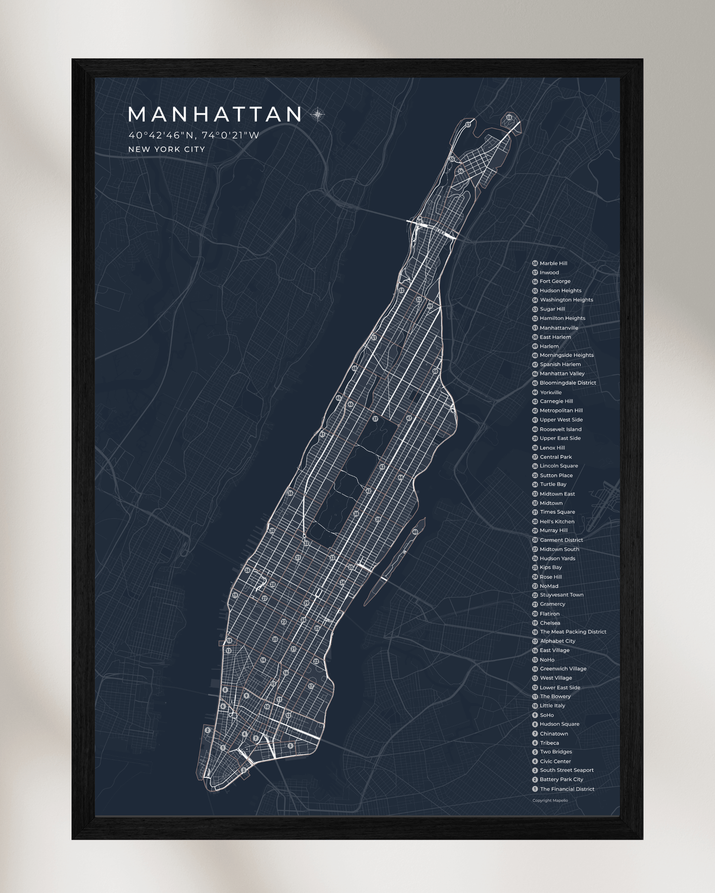 Manhattan Neighbourhood Map Print