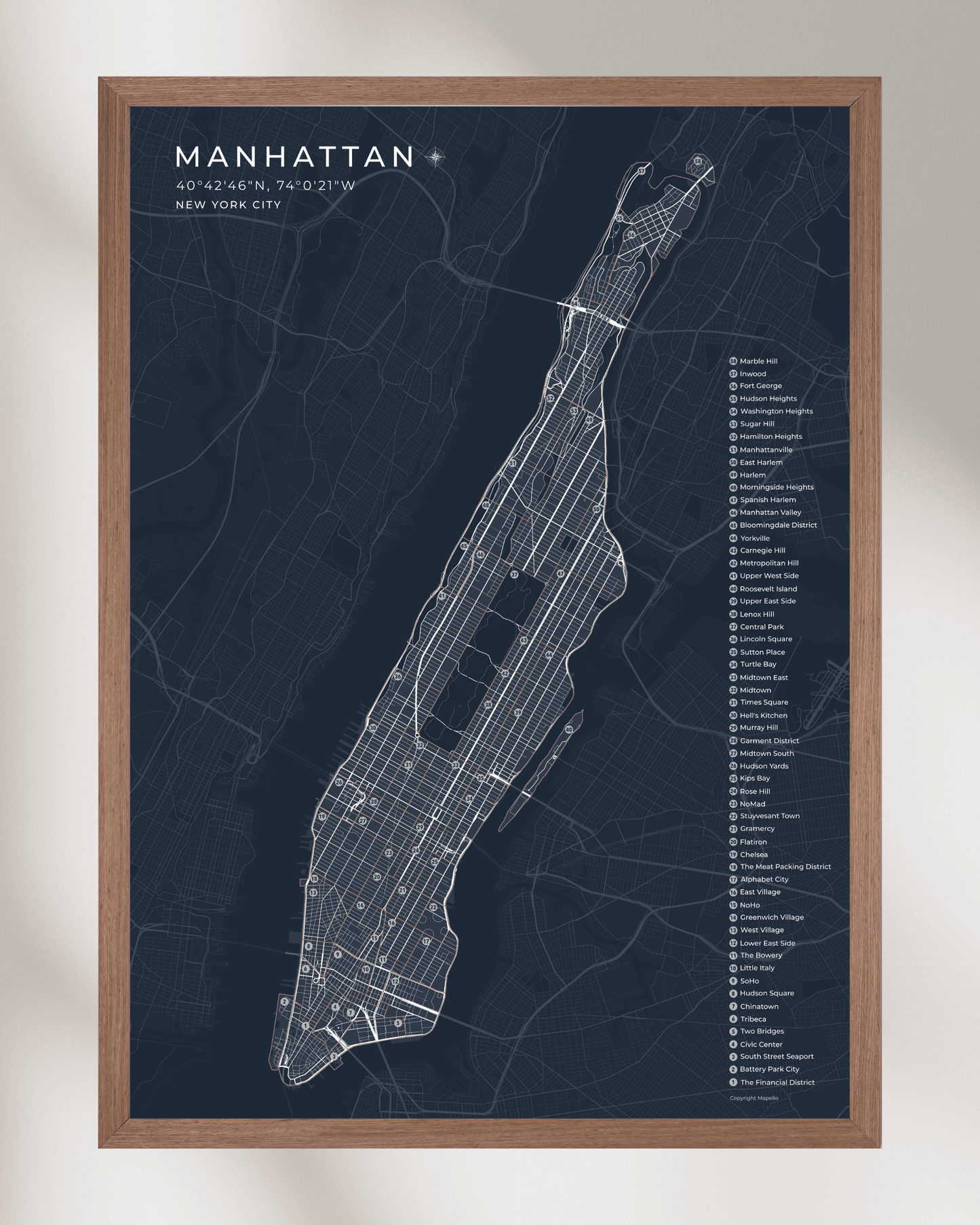 Manhattan Neighbourhood Map Print