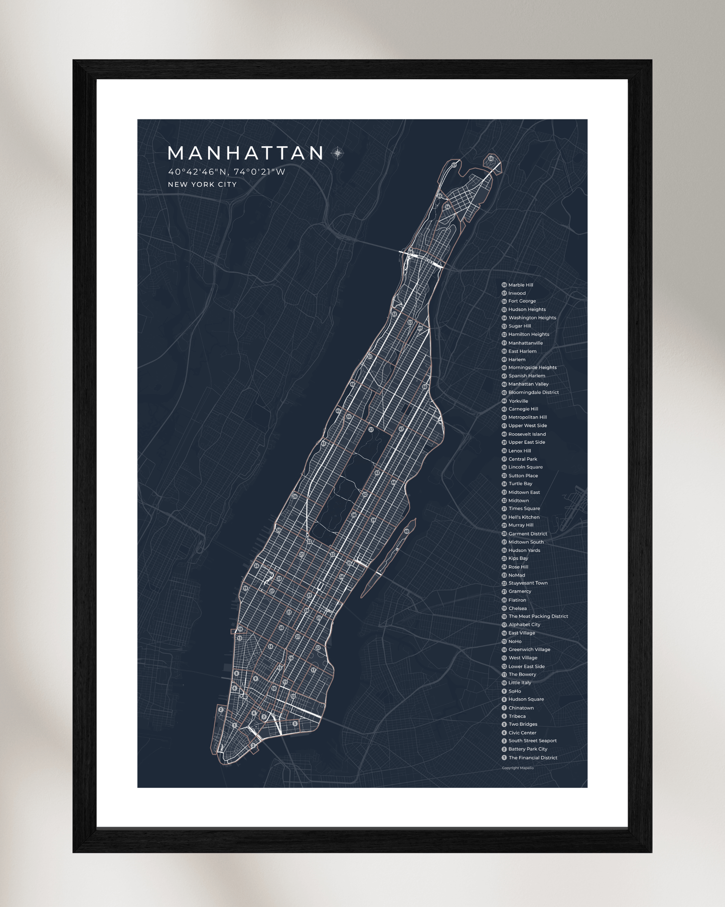 Manhattan Neighbourhood Map Print