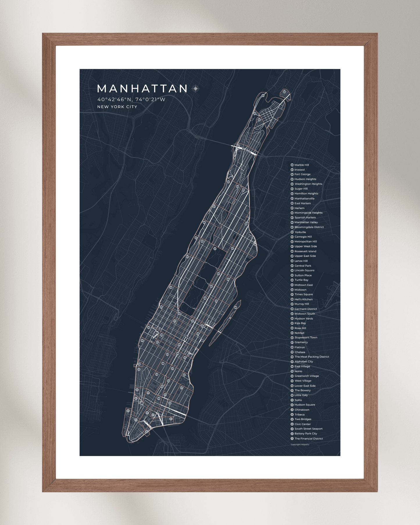 Manhattan Neighbourhood Map Print