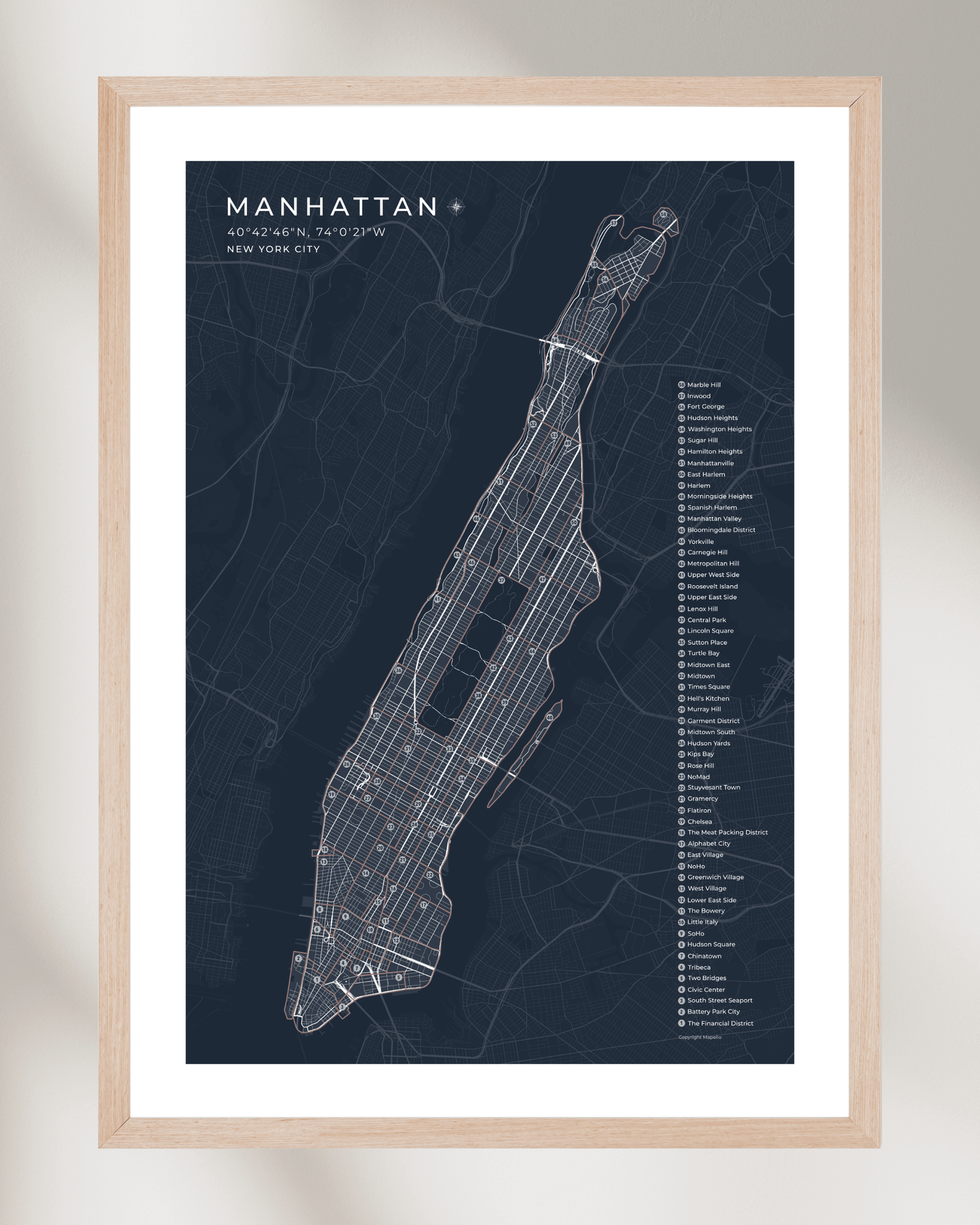 Manhattan Neighbourhood Map Print