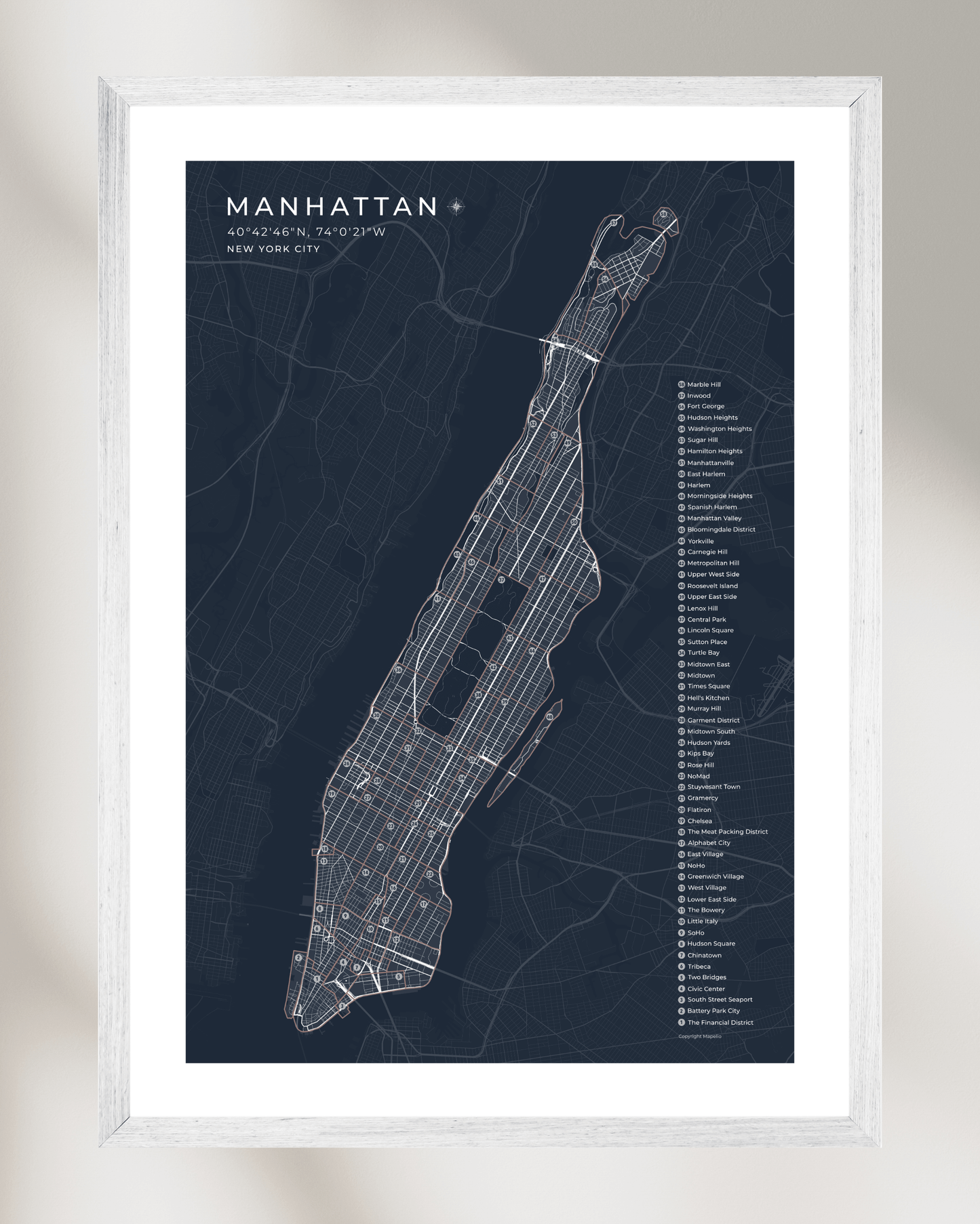Manhattan Neighbourhood Map Print