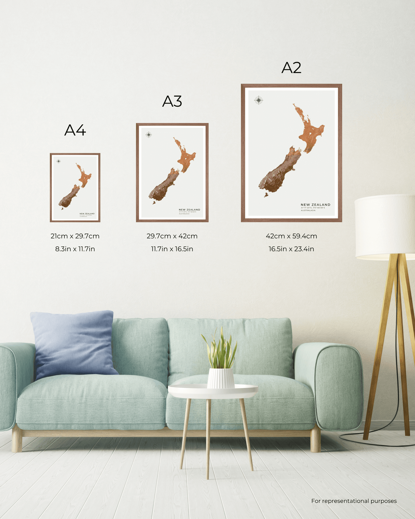 New Zealand - Fine Art Map Print