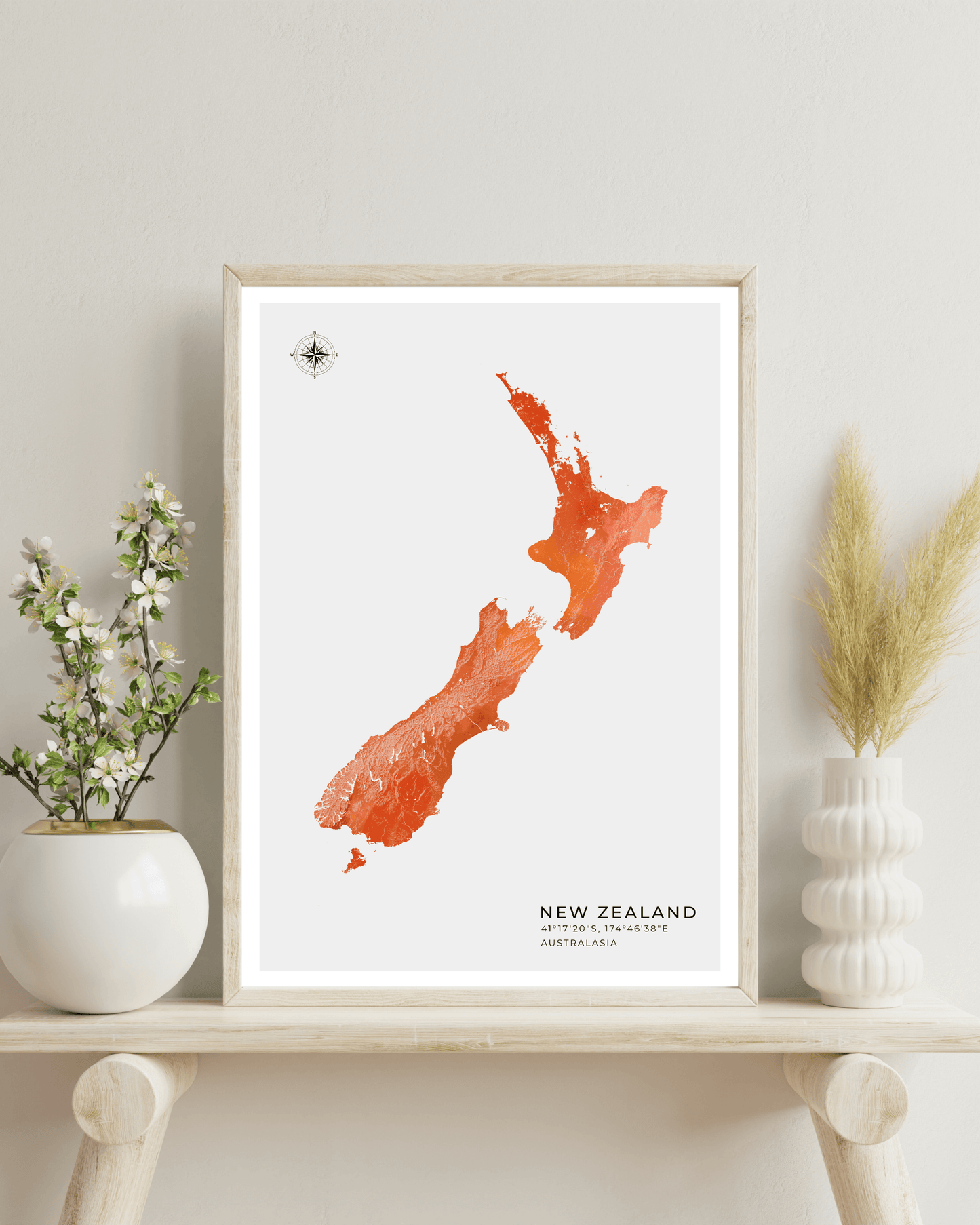 New Zealand - Fine Art Map Print