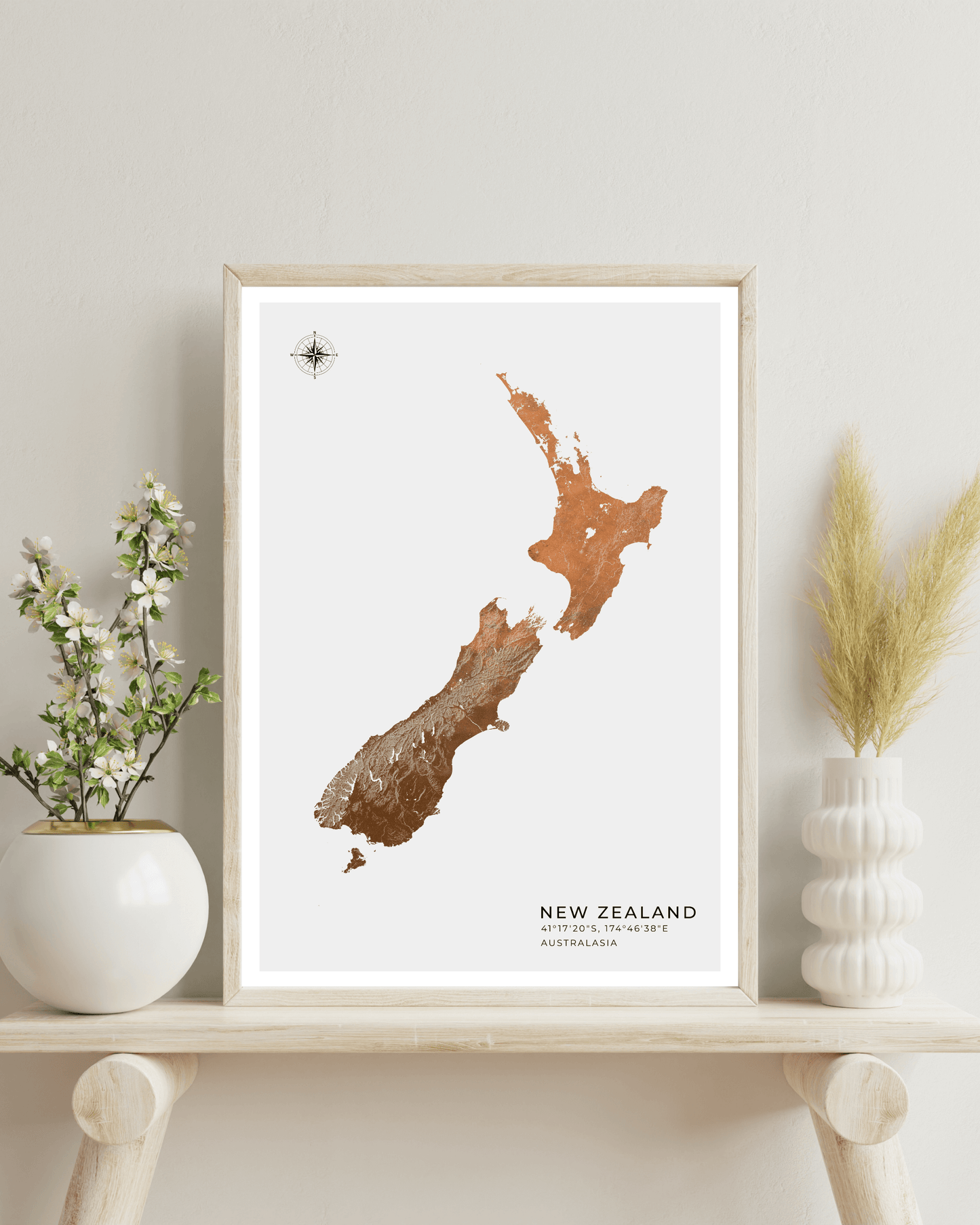 New Zealand - Fine Art Map Print