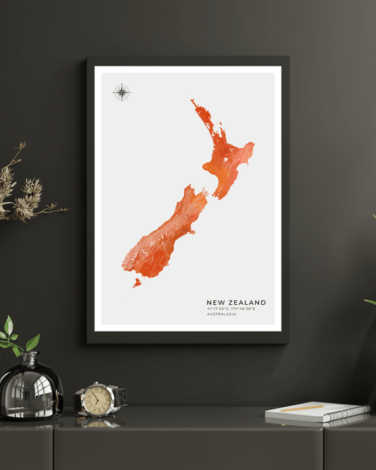 New Zealand - Fine Art Map Print