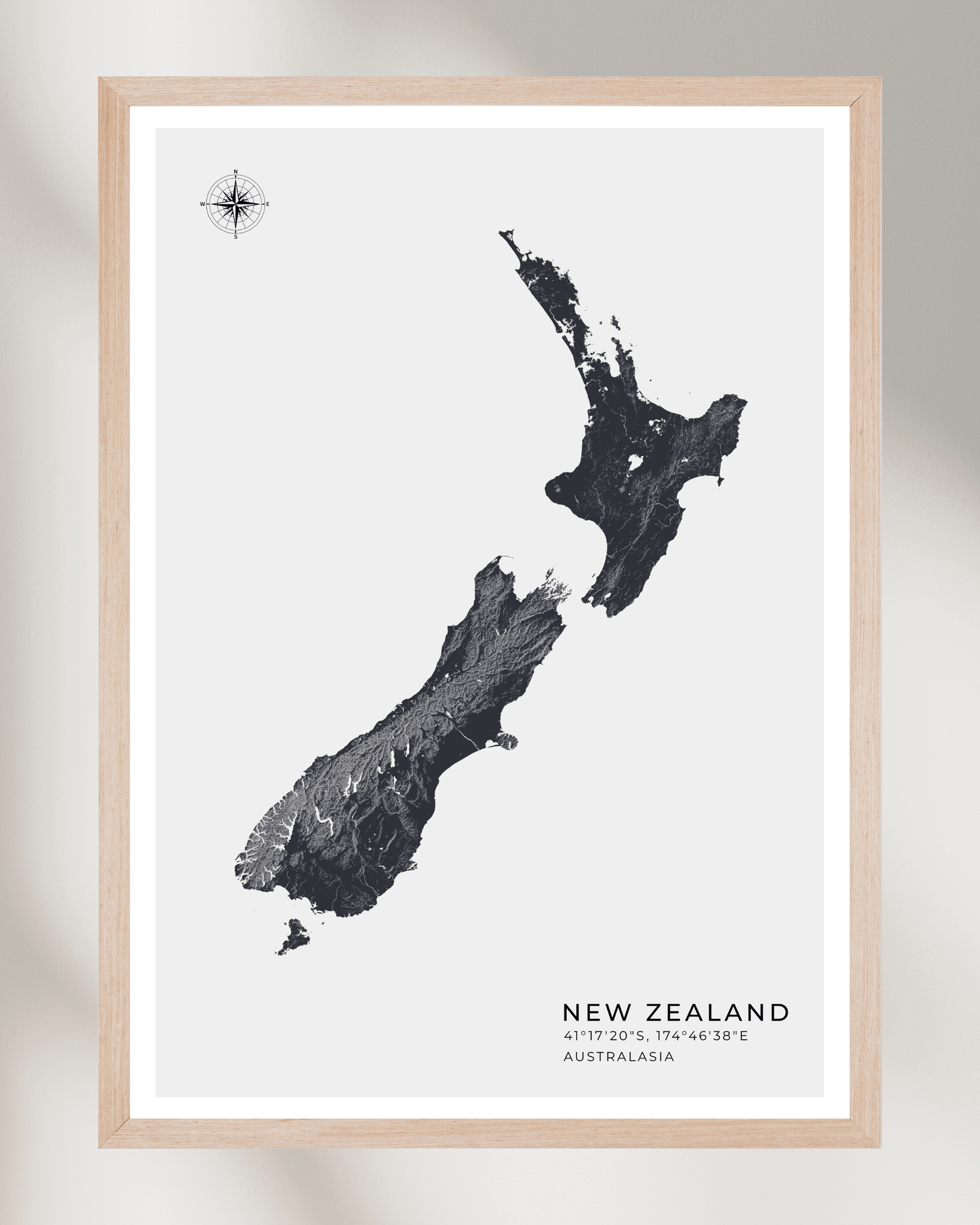 New Zealand - Fine Art Map Print