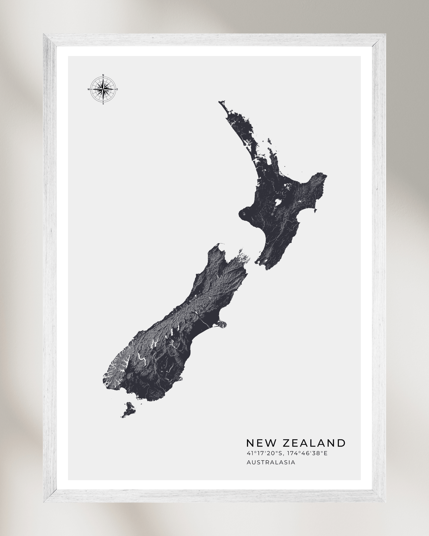 New Zealand - Fine Art Map Print