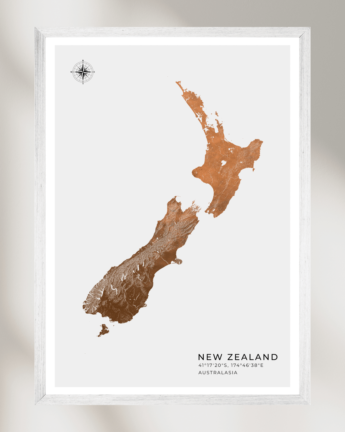 New Zealand - Fine Art Map Print