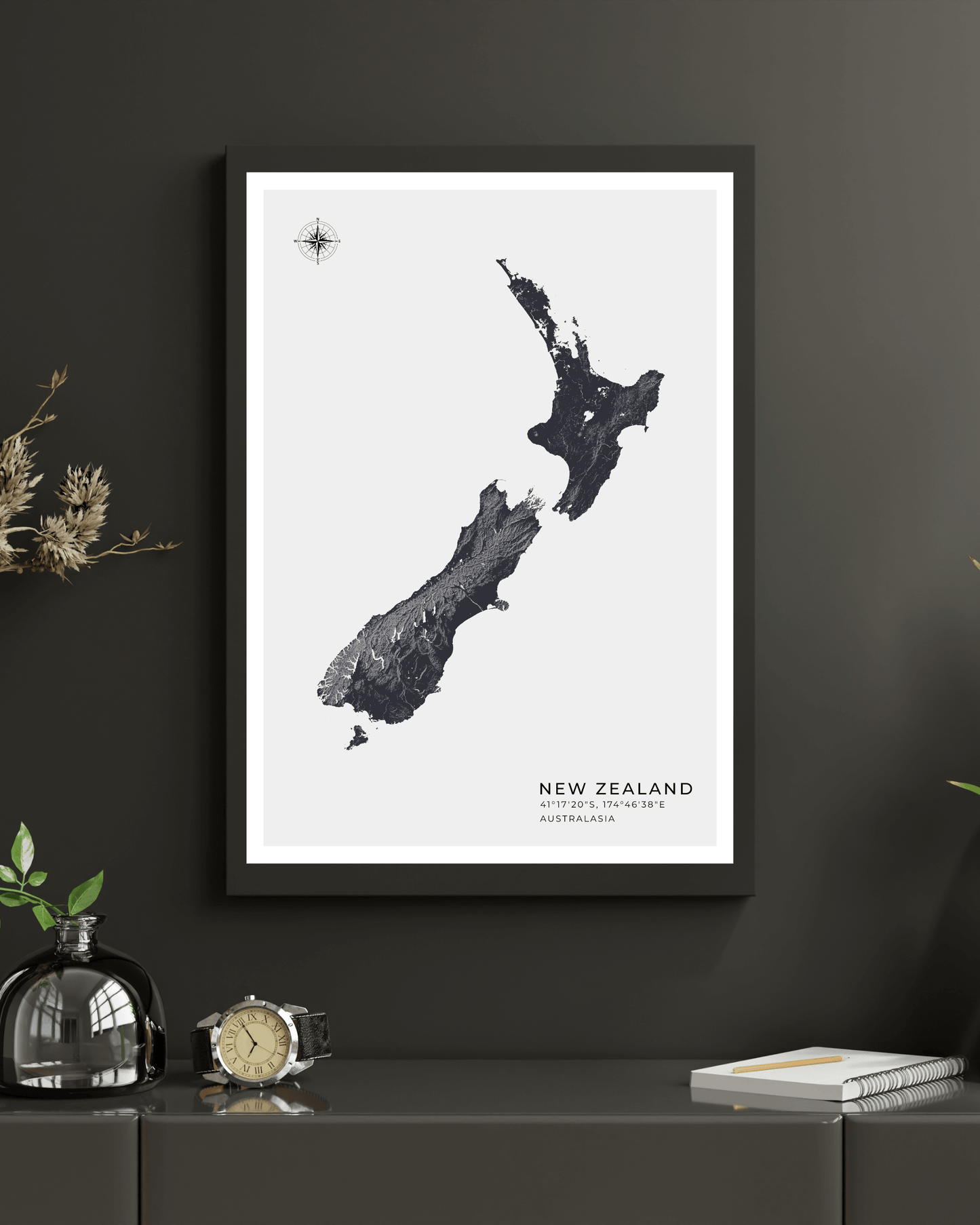 New Zealand - Fine Art Map Print