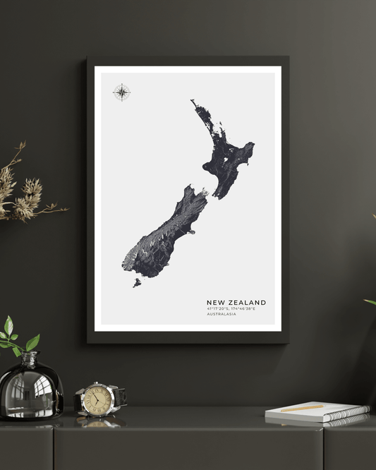 New Zealand - Fine Art Map Print
