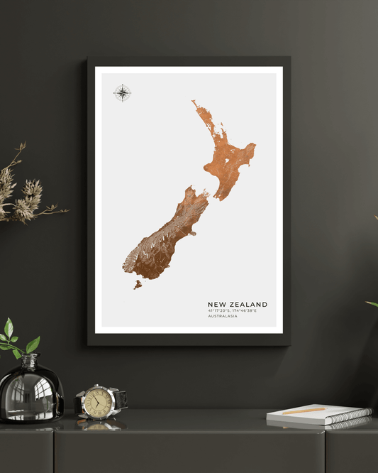 New Zealand - Fine Art Map Print