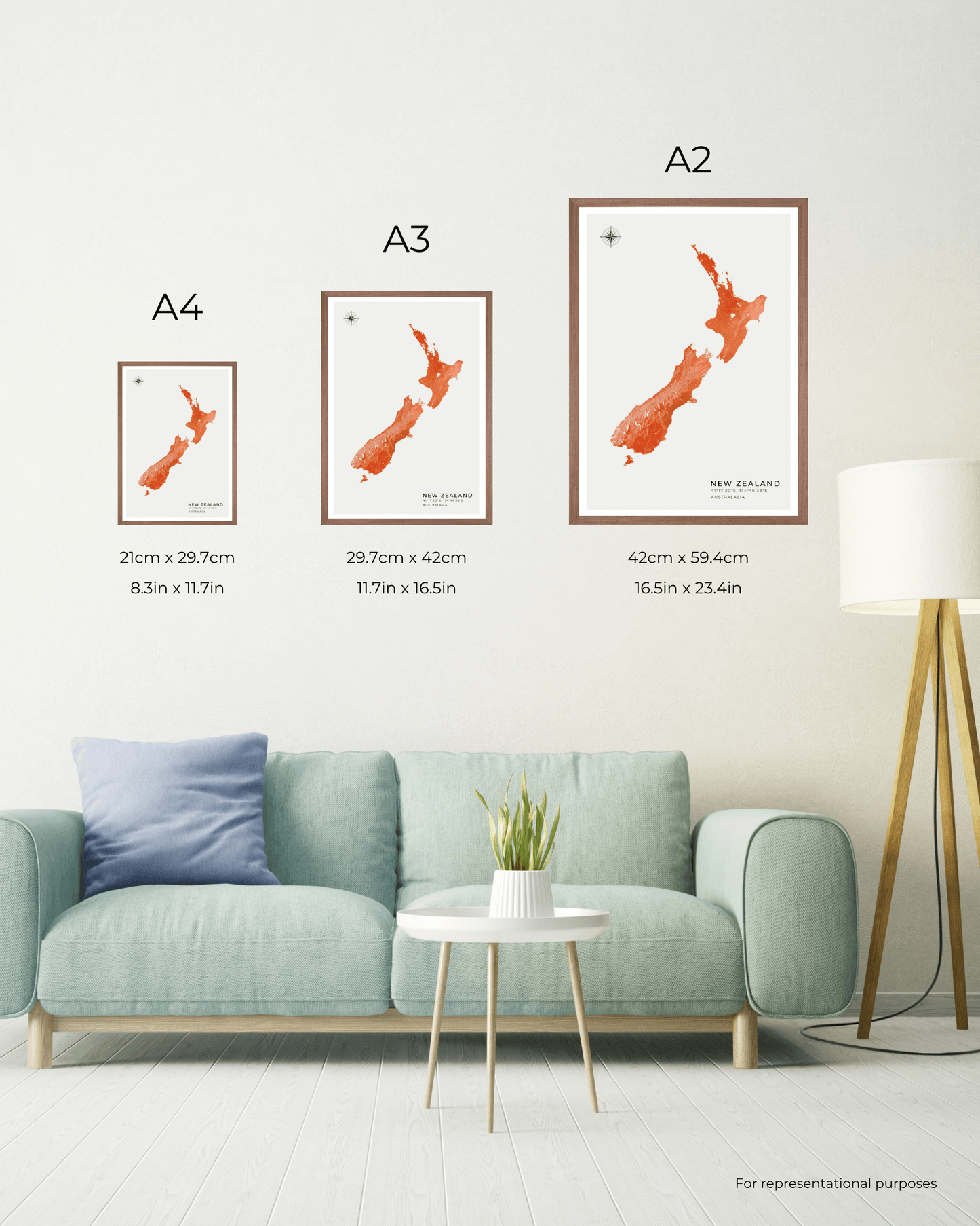New Zealand - Fine Art Map Print