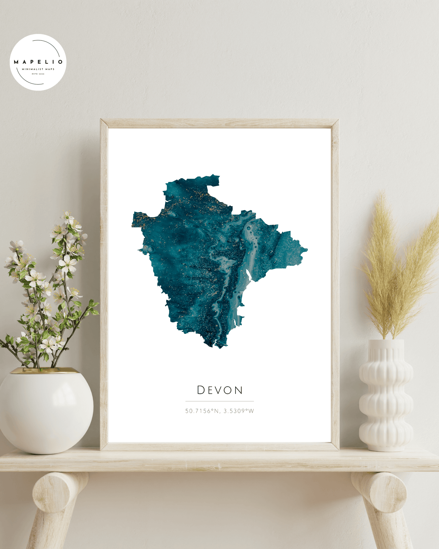 Framed map of Devon