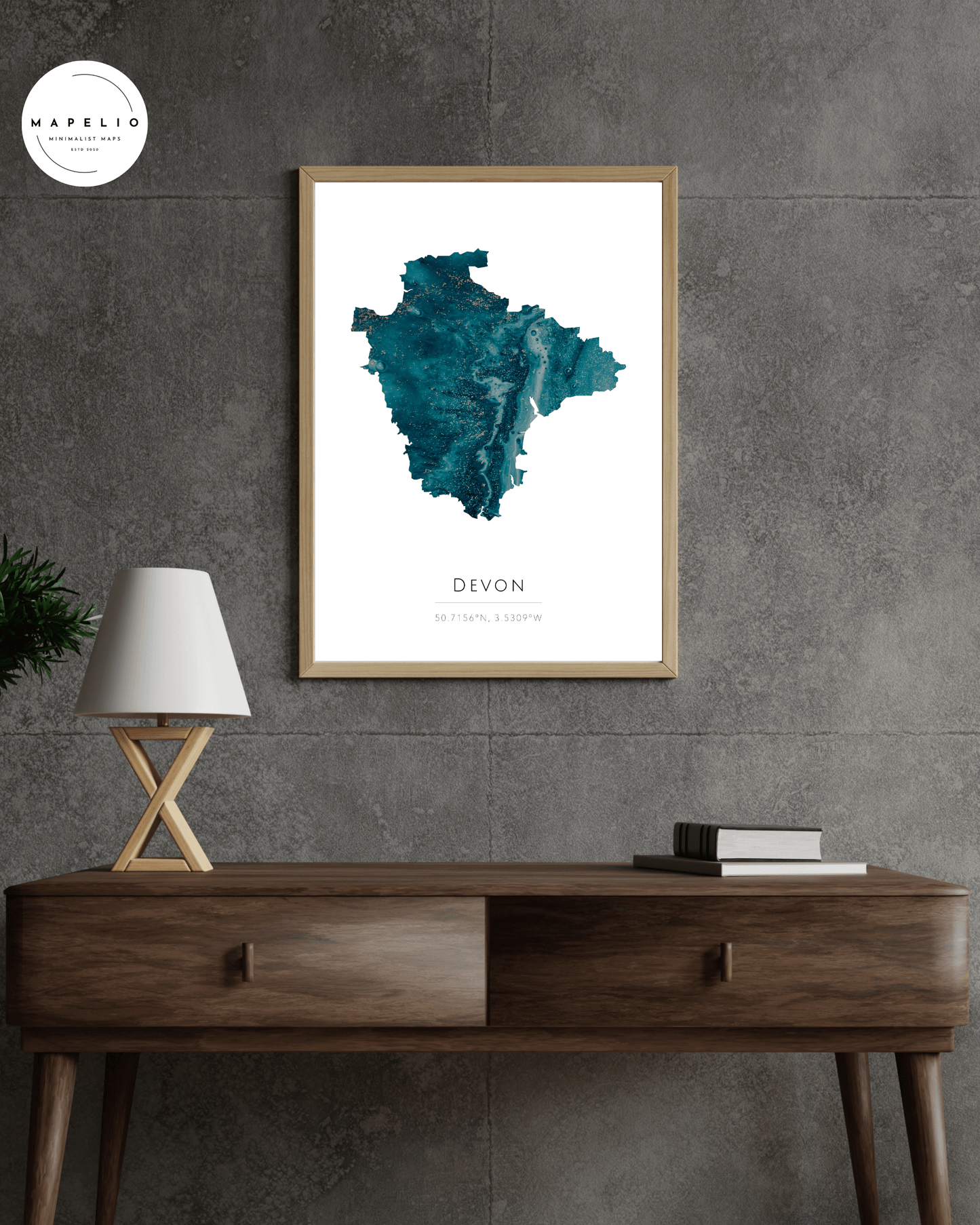 Framed map of Devon