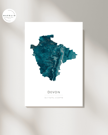 Map of Devon -  Fine Art Print