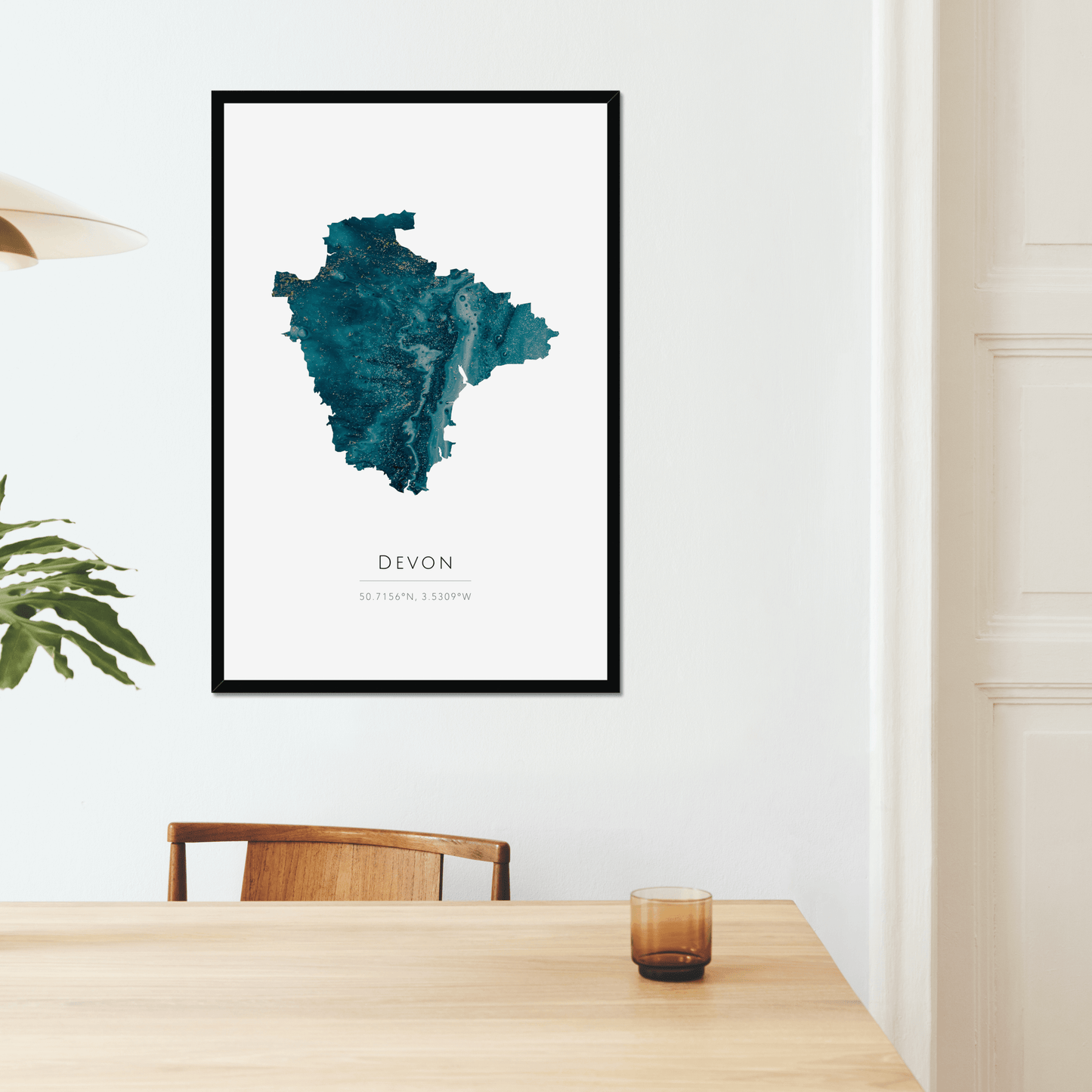 Framed map of Devon