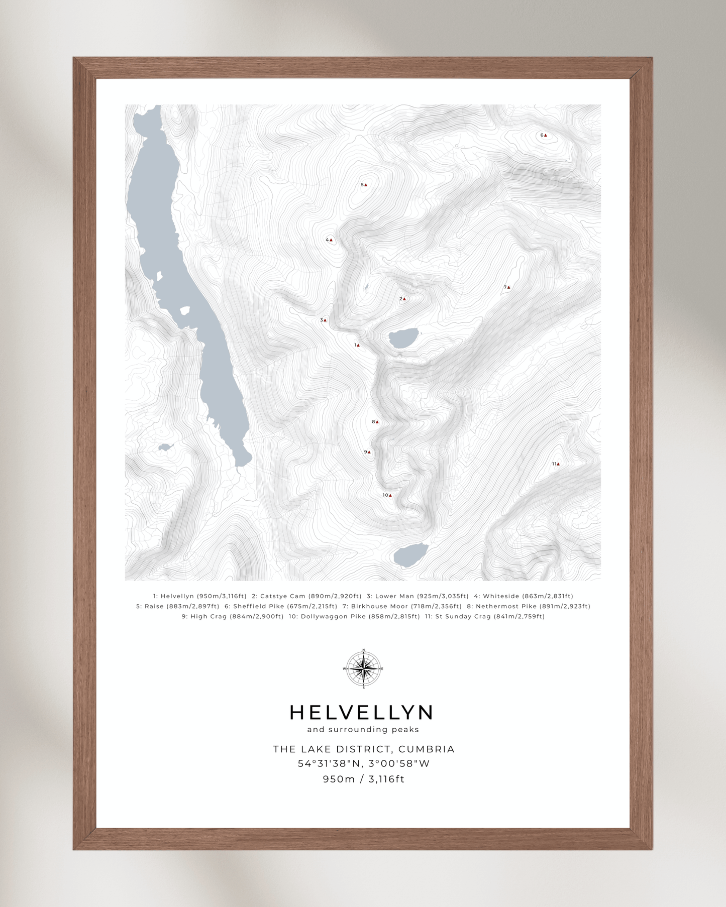Helvellyn & Surrounding peaks - Contour Map