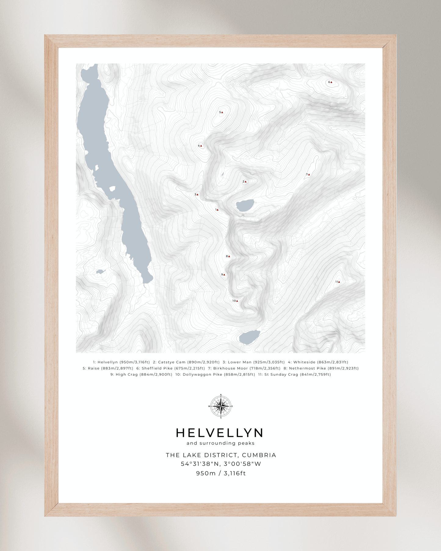 Helvellyn & Surrounding peaks - Contour Map