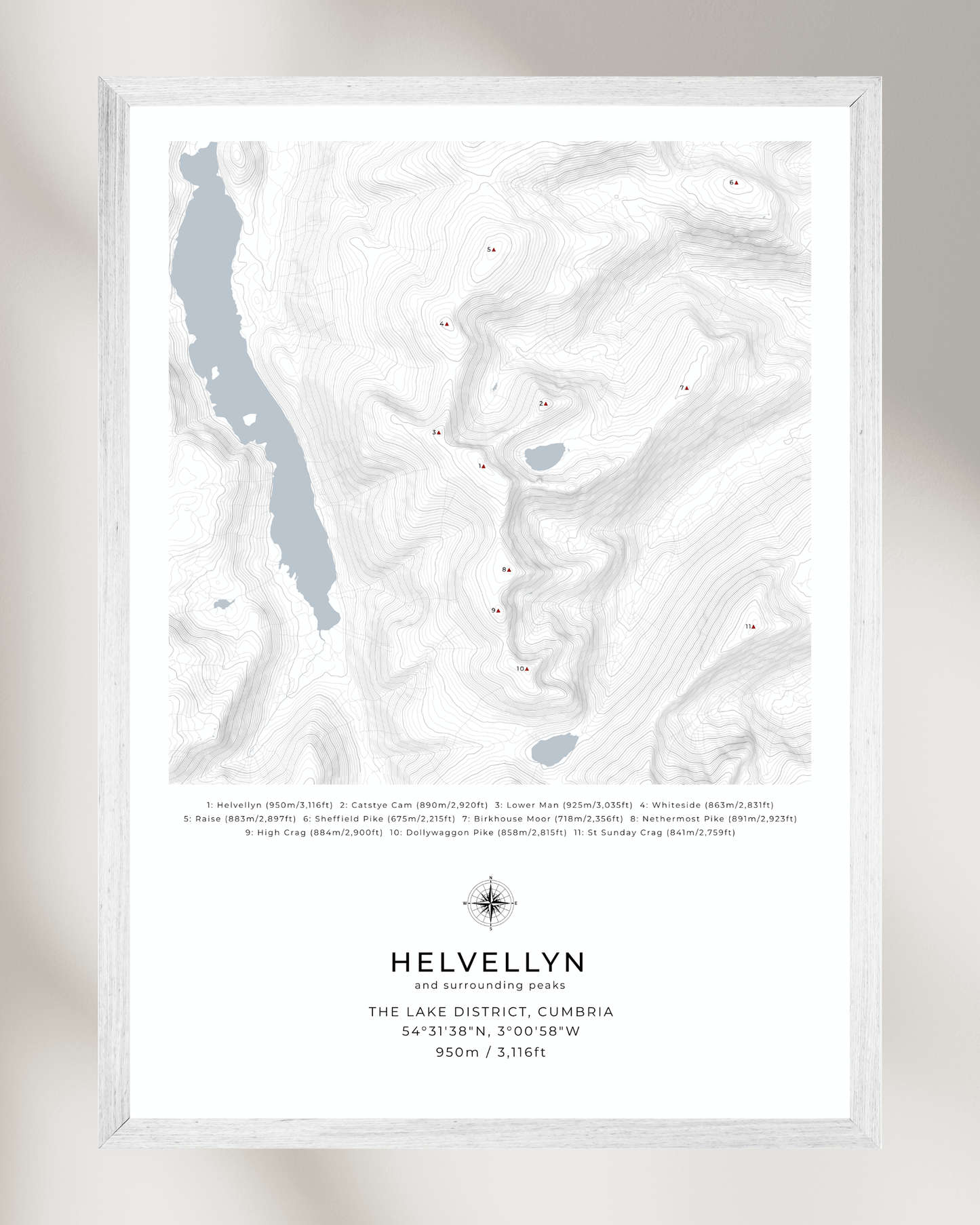 Helvellyn & Surrounding peaks - Contour Map