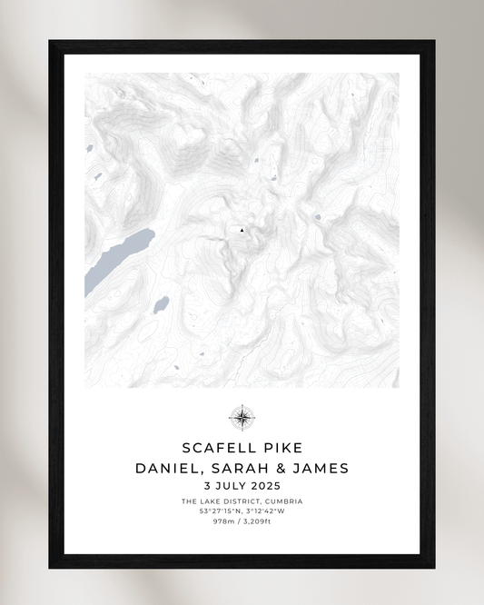Custom personalised map of Scafell Pike